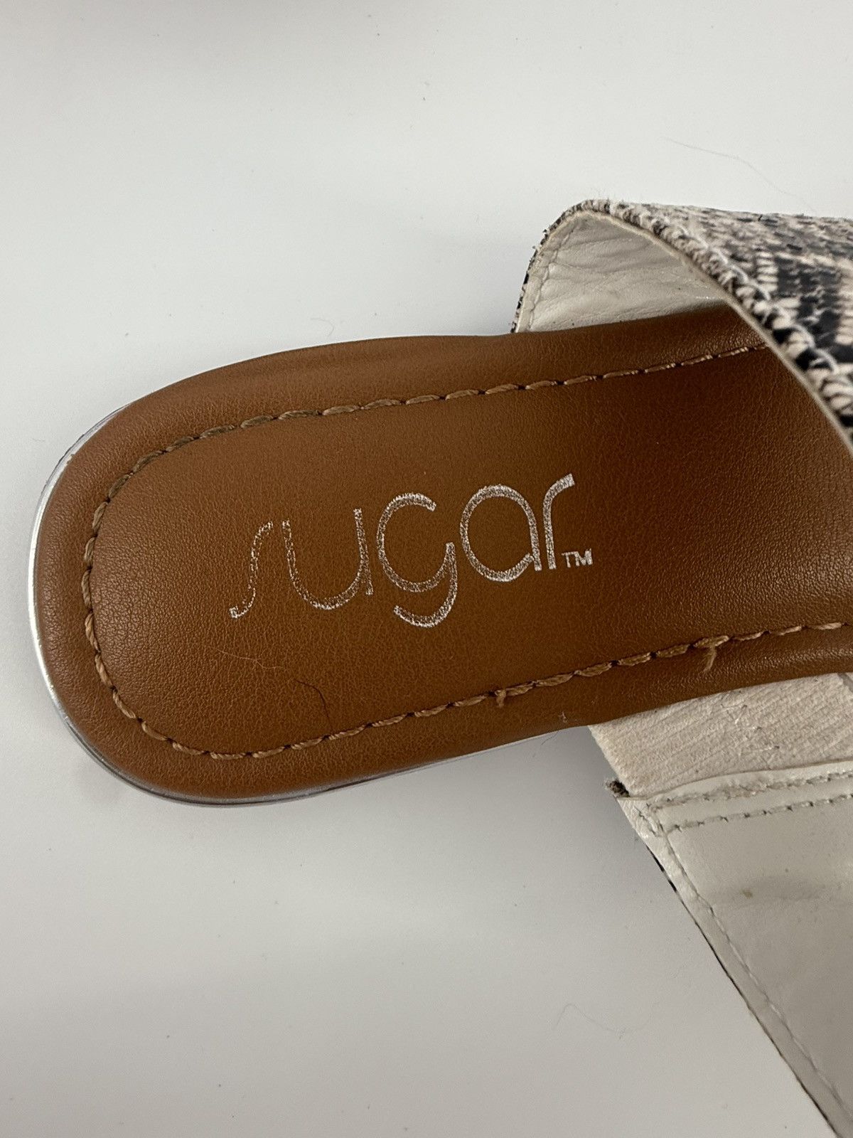 Sugar Sugar Dawson Slip On Sandals Faux Snakeskin Rhinestones Pink Size US 7 / IT 37 - 5 Thumbnail
