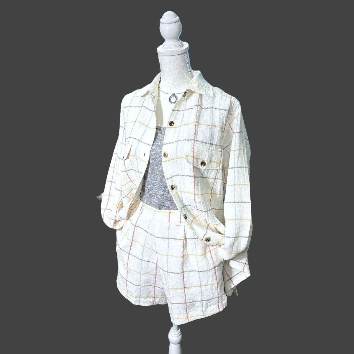 Vitamin A Anthropology Eco Linen Cream Shirt w. Shorts Sz S