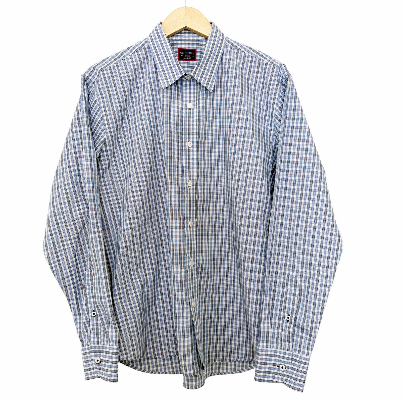 UNTUCKit Untuckit Blue Plaid Cotton Long Sleeve Button Down Sz L Size US L / EU 52-54 / 3 - 2 Thumbnail