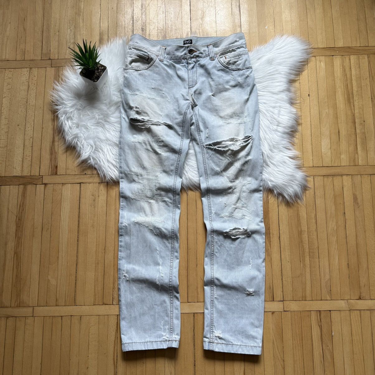 Dolce & Gabbana 📌Vintage Crazy Dolce&Gabbana 00s Distress Y2K Straight Jean Size US 30 / EU 46 - 2 Thumbnail
