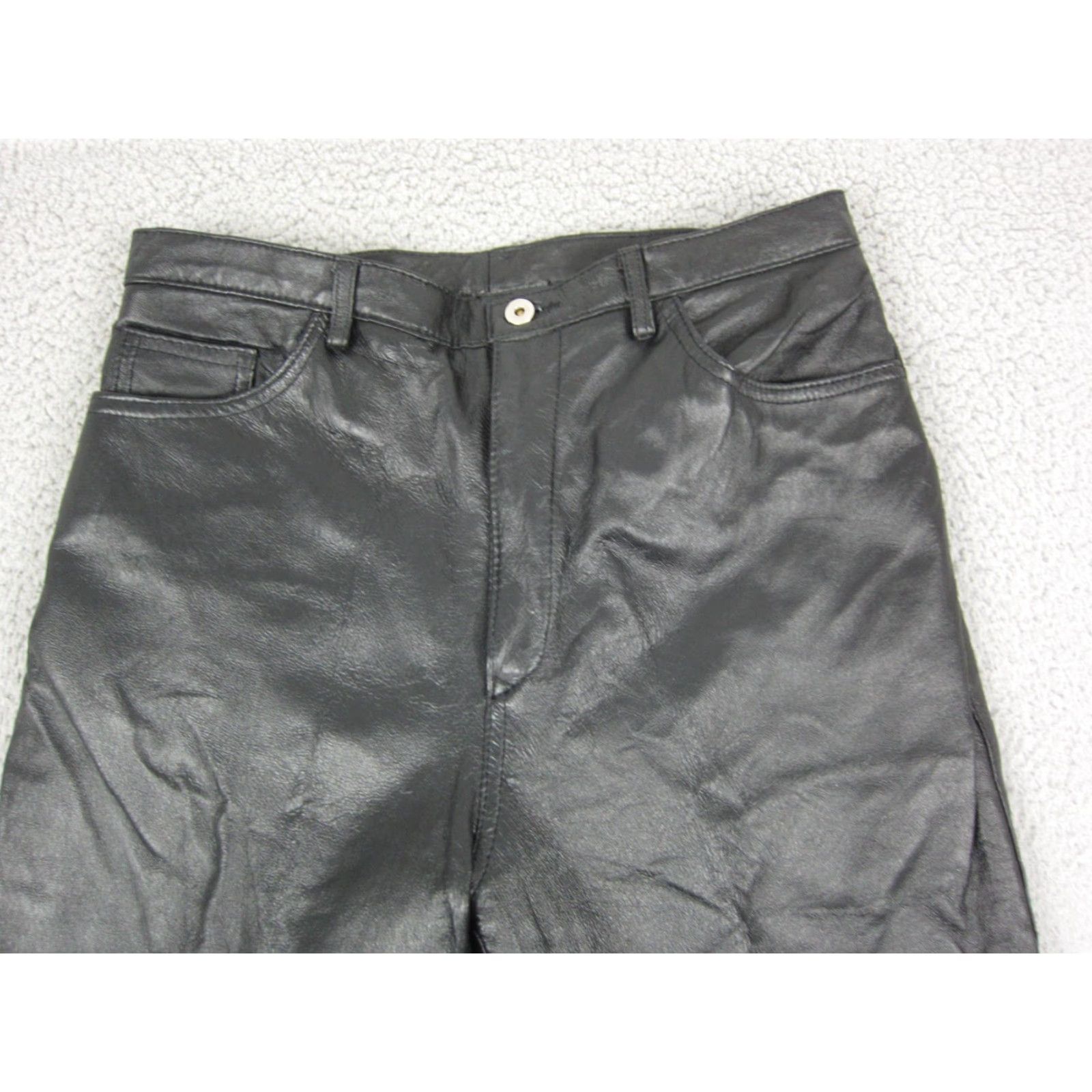 Vintage VINTAGE SOLUTIONS New York Leather Pants Womens 8 Black Straight Ankle Pockets Mens Size 30" / US 8 / IT 44 - 2 Thumbnail