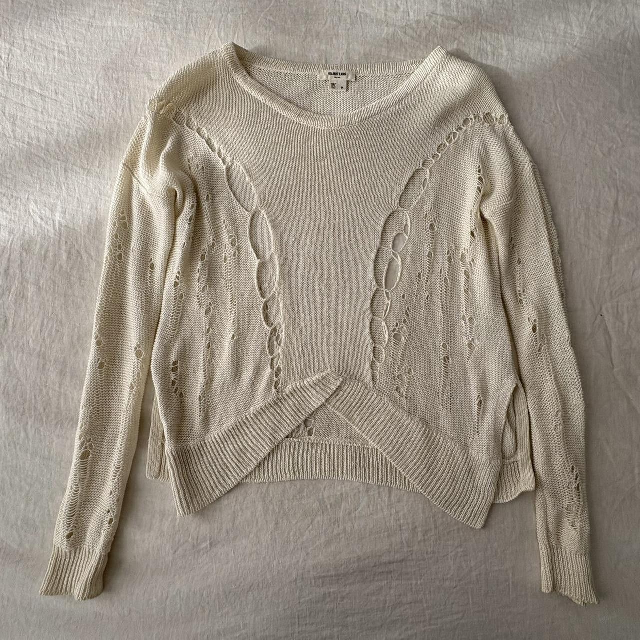 Helmut Lang Helmut Lang Distressed Crochet Sweater Size S / US 4 / IT 40 - 1 Thumbnail