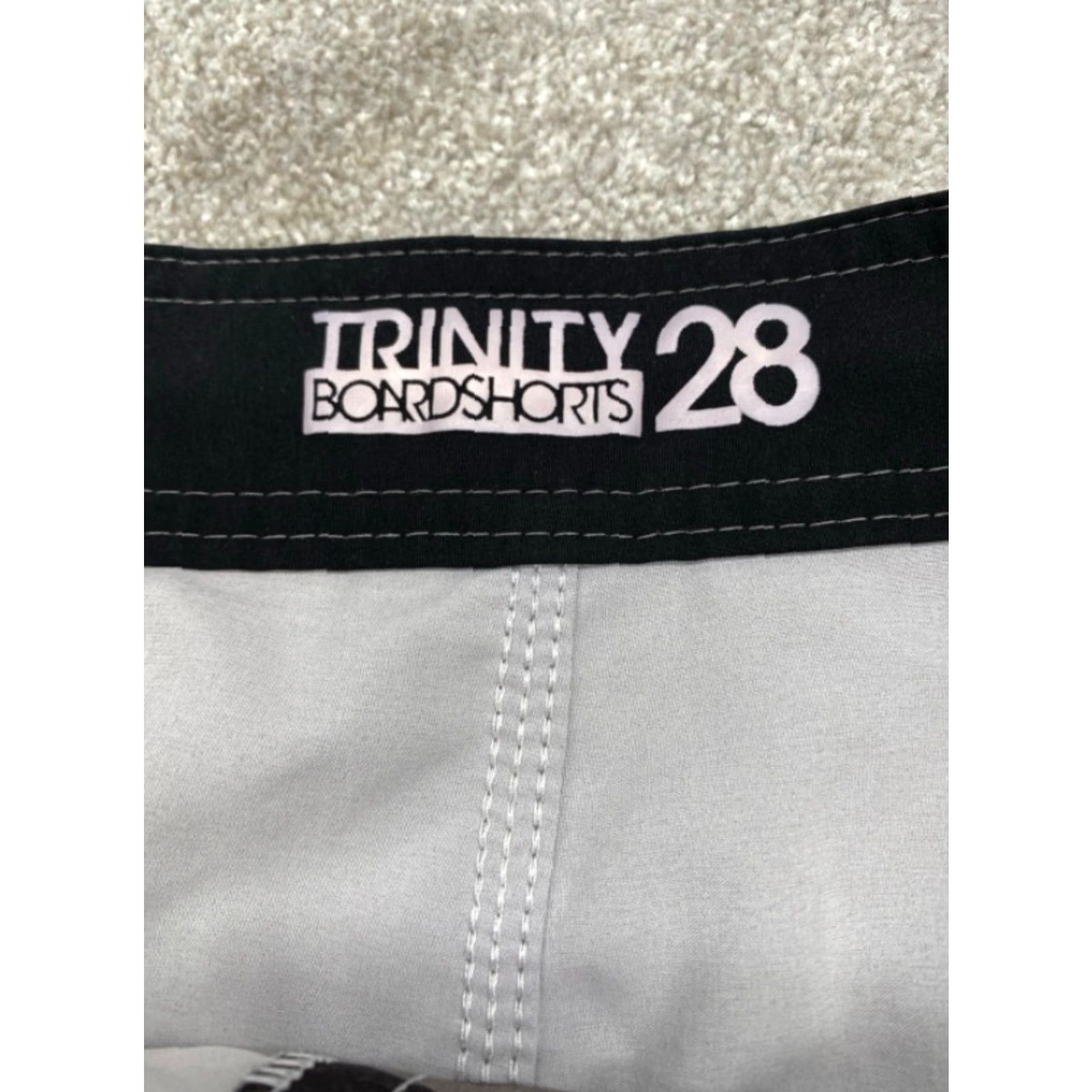 Vintage Trinity Board Shorts Mens 28 Black Gray Striped Drawstring Swim Trunks 5586 Size US 28 / EU 44 - 3 Thumbnail
