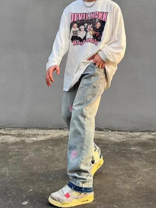 Jean Washed distressed embroidered lettering jeans Size US 32 / EU 48 - 5 Thumbnail