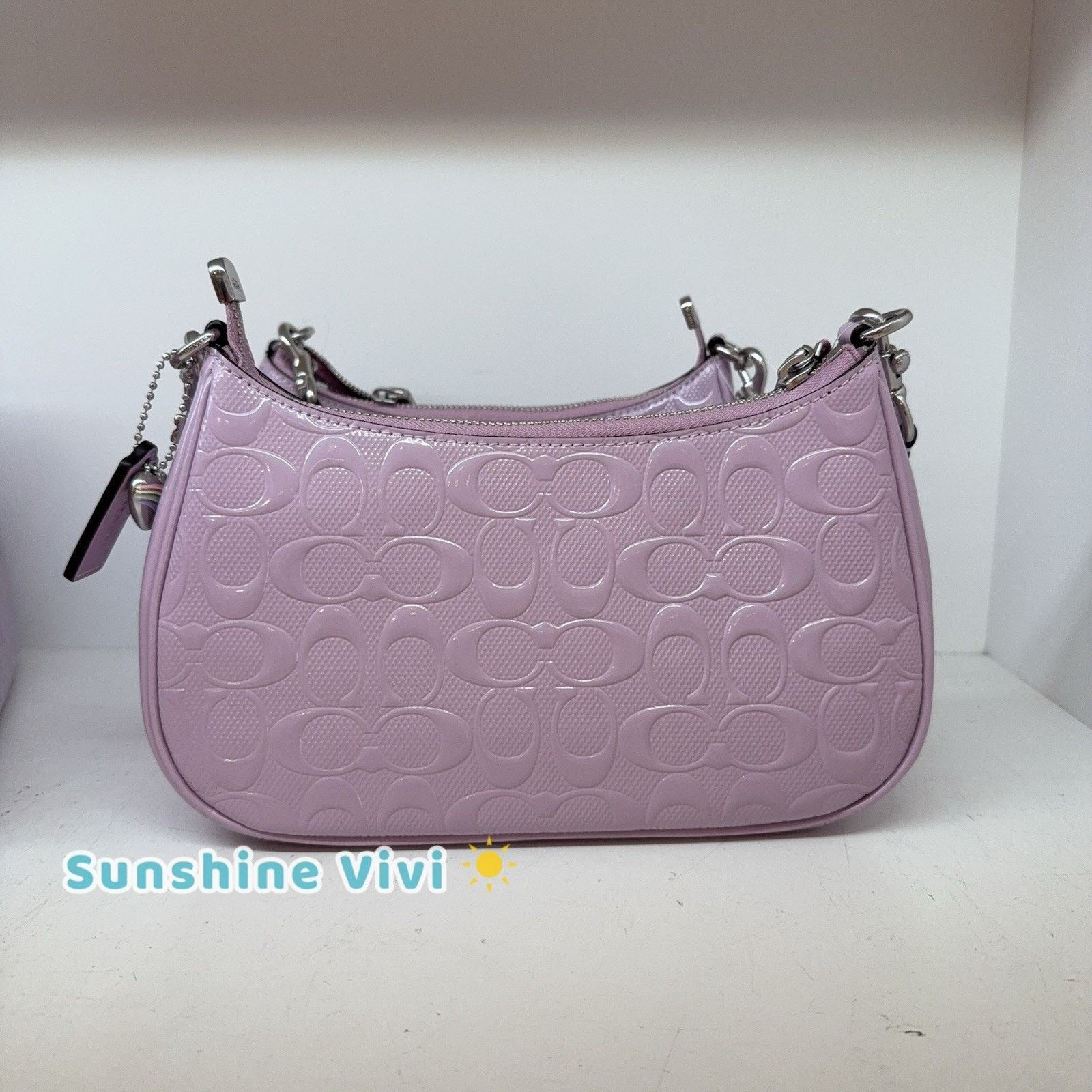 Coach NWT Coach CDA98 Teri Shoulder Bag Heart Charm Light VIOLET Size ONE SIZE - 4 Thumbnail