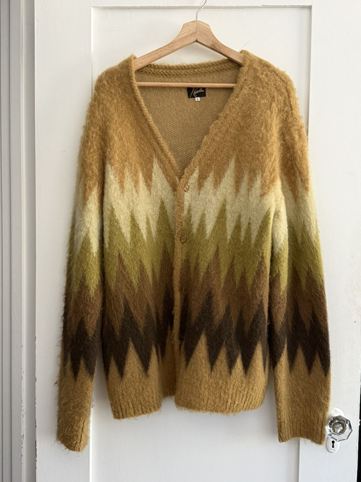 Needles Needles Mohair Cardigan Yellow and brown Large Size US L / EU 52-54 / 3 - 1 Thumbnail