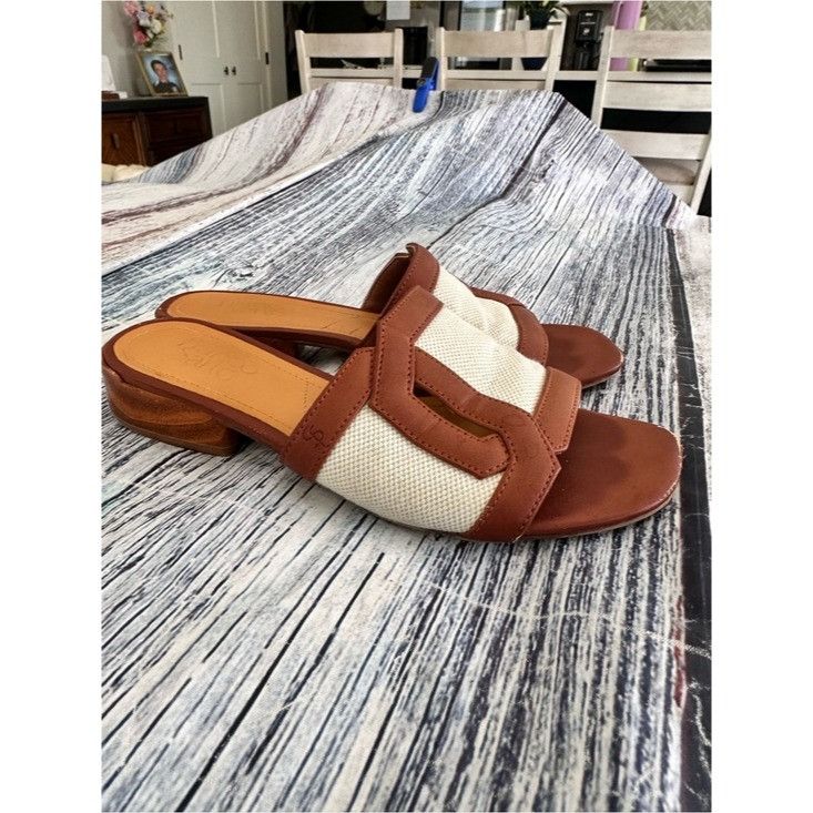Franco Sarto Franco Sarto Brown & Cream Slip-On Sandals Size US 6 / IT 36 - 2 Thumbnail