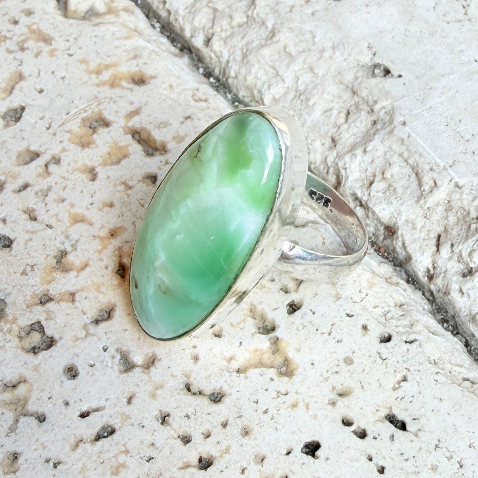 The Unbranded Brand Hemimorphite + Larimar 925 Silver Plated Ring Size 8 Size ONE SIZE - 4 Thumbnail