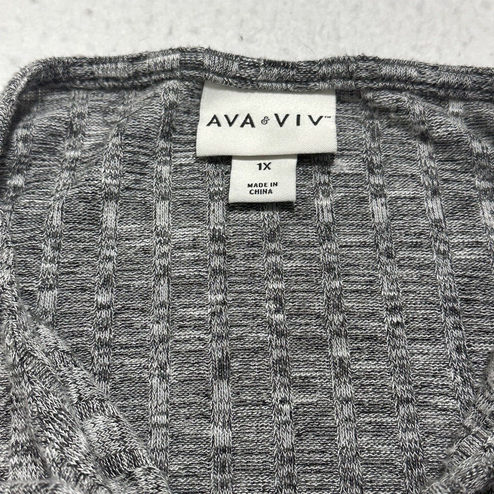 Target Basics Ava & Viv 1X Gray Short Sleeve T Shirt Ribbed Tie Neckline Size XL / US 12-14 / IT 48-50 - 12 Thumbnail