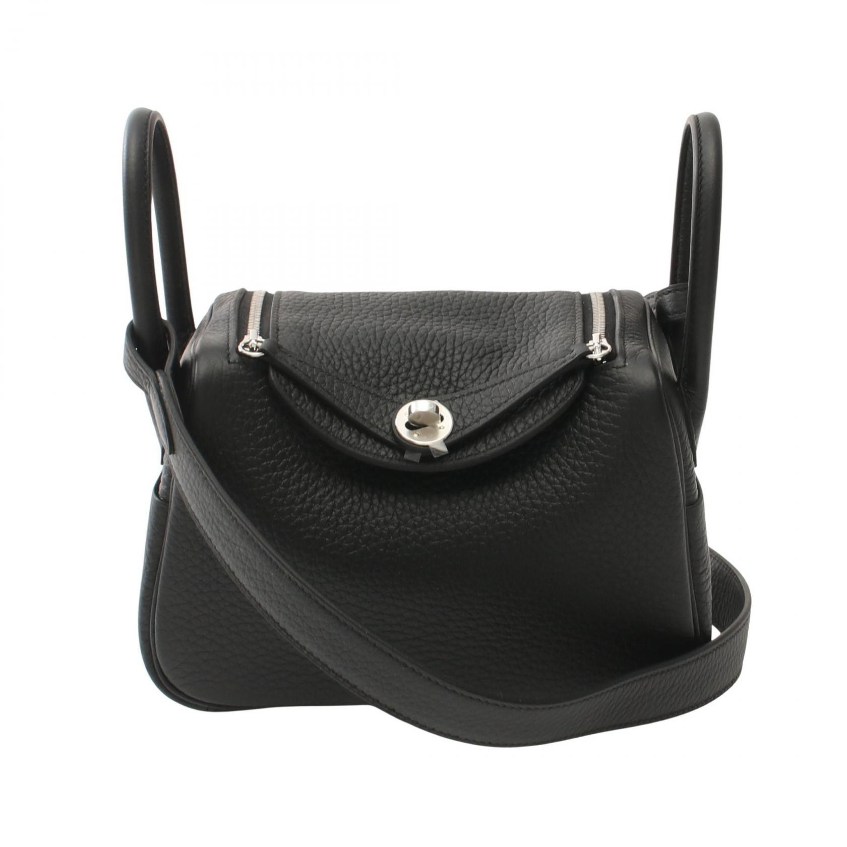 Hermes Hermes Lindy Mini Taurillon Clemence Shoulder Bag Leather Shoulder Bag Stamp W (2024) in Black, Women's