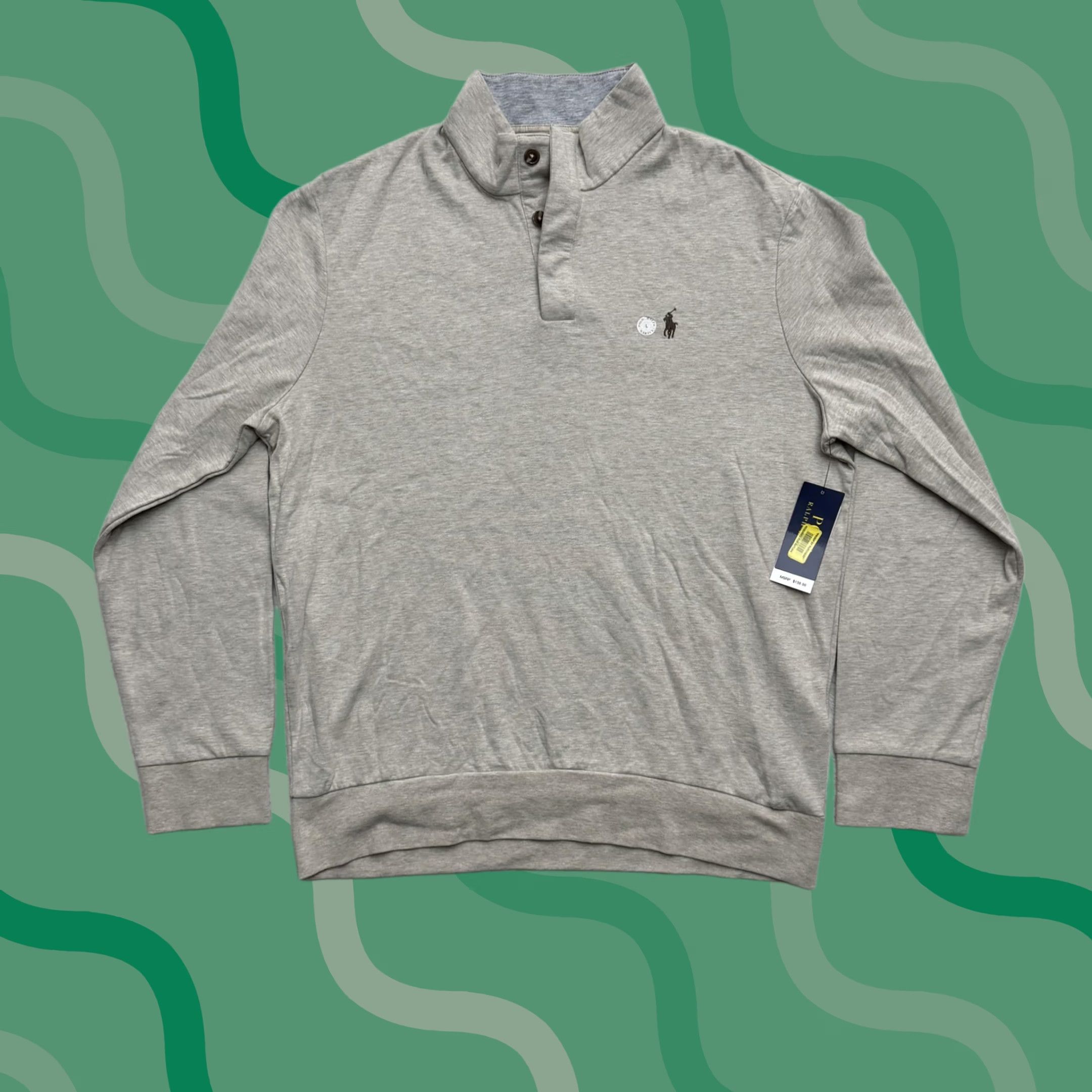 Polo Ralph Lauren Polo Ralph Lauren Sweatshirt Henley Mens L Gray Mock Neck Jersey Pony Logo Size US L / EU 52-54 / 3 - 1 Thumbnail