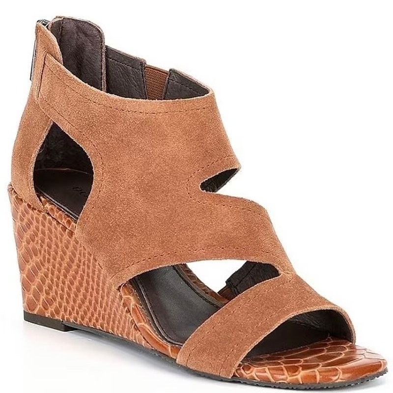 Donald Pliner NWOT Donald Pliner Panya Suede Saddle Brown Embossed Sandals Size US 6.5 / IT 36.5 - 8 Thumbnail