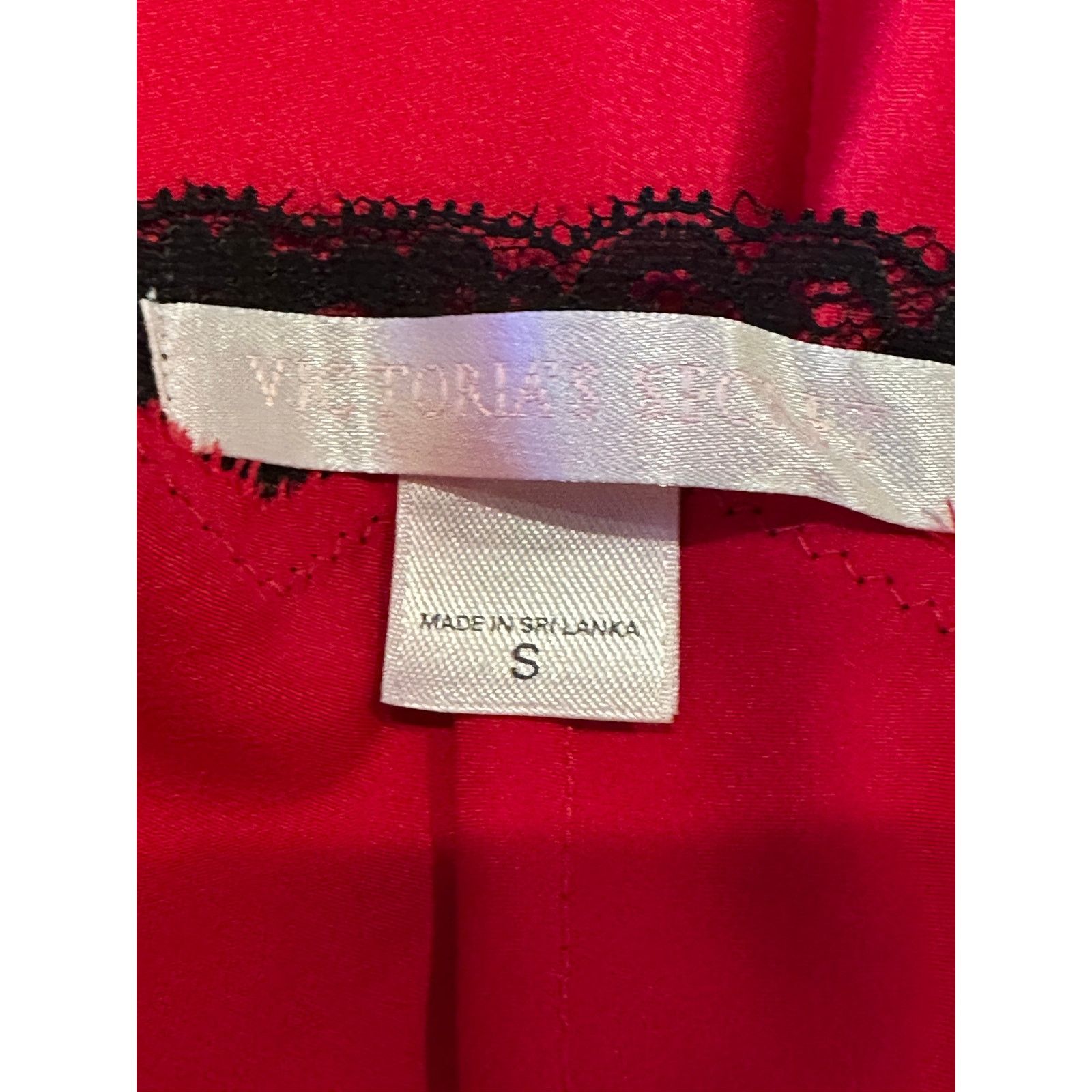 Victoria's Secret Victoria's Secret Satin Red Slip Dress With Black Lace S Size ONE SIZE - 8 Thumbnail