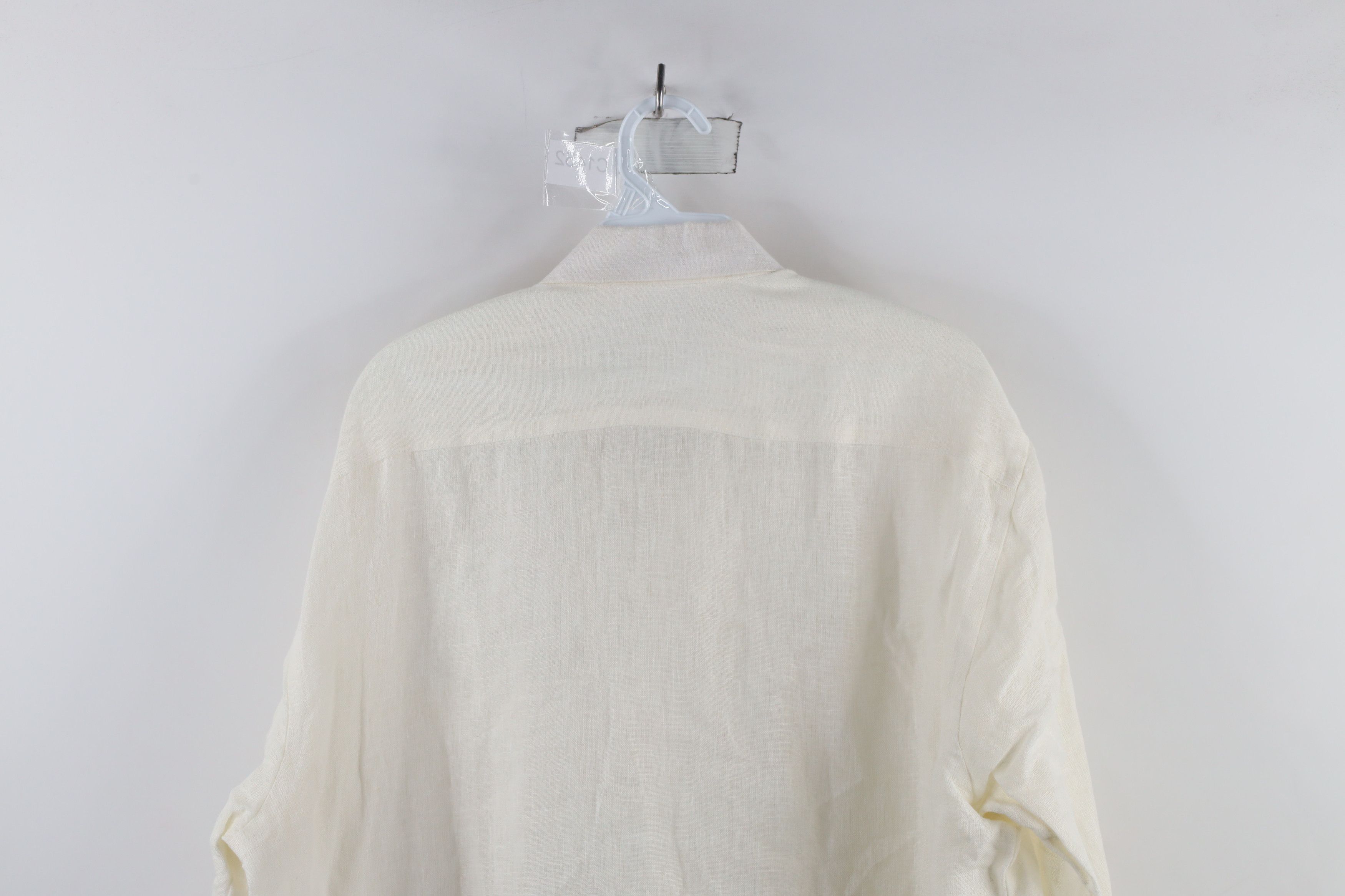 Vintage Vintage 90s Streetwear Linen Collared Button Shirt Cream Size US XL / EU 56 / 4 - 9 Thumbnail