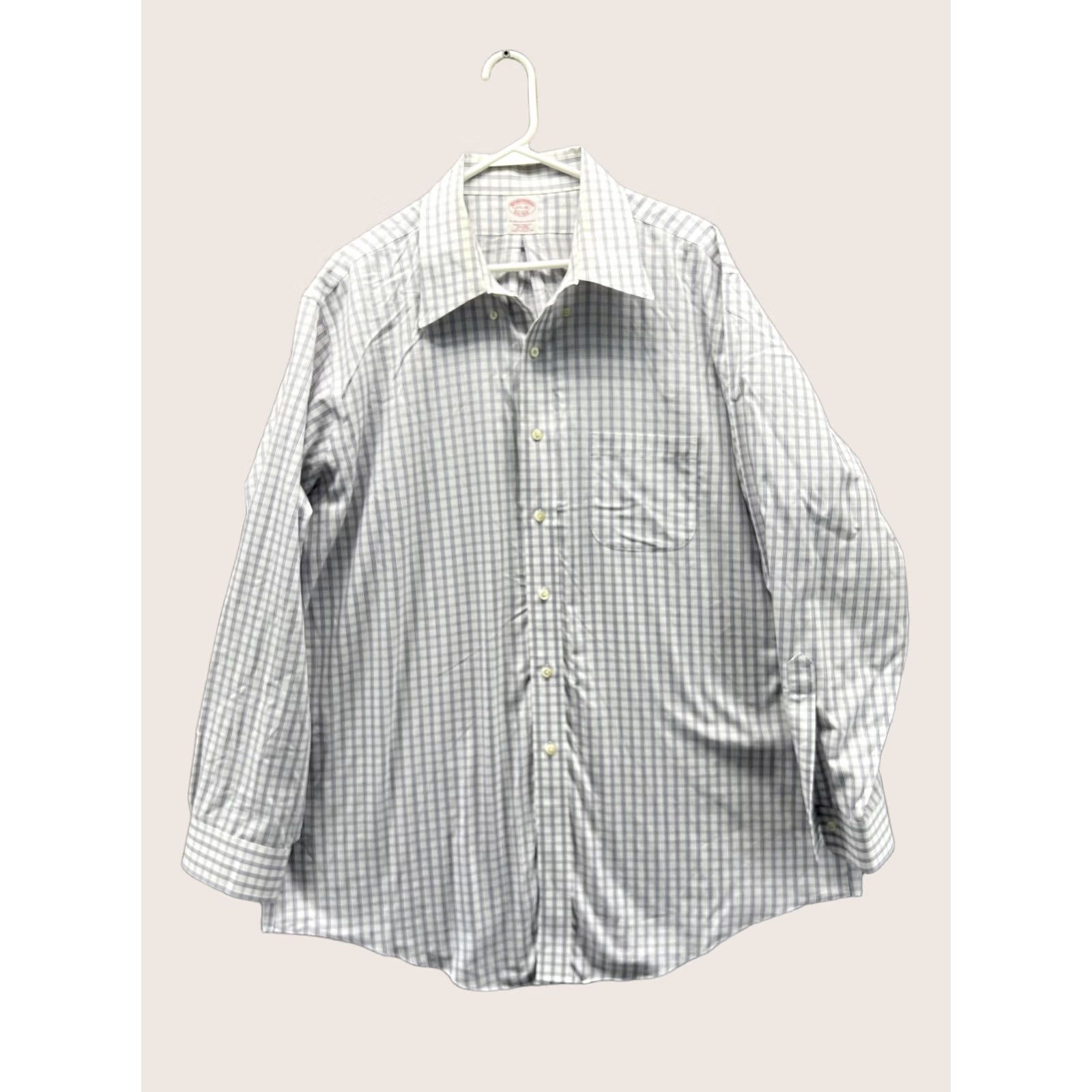 Brooks Brothers Brooks Brothers Dress Shirt Mens 17.5 35 Blue Check Classic Non-Iron Cotton Shirt Size 48R - 1 Thumbnail