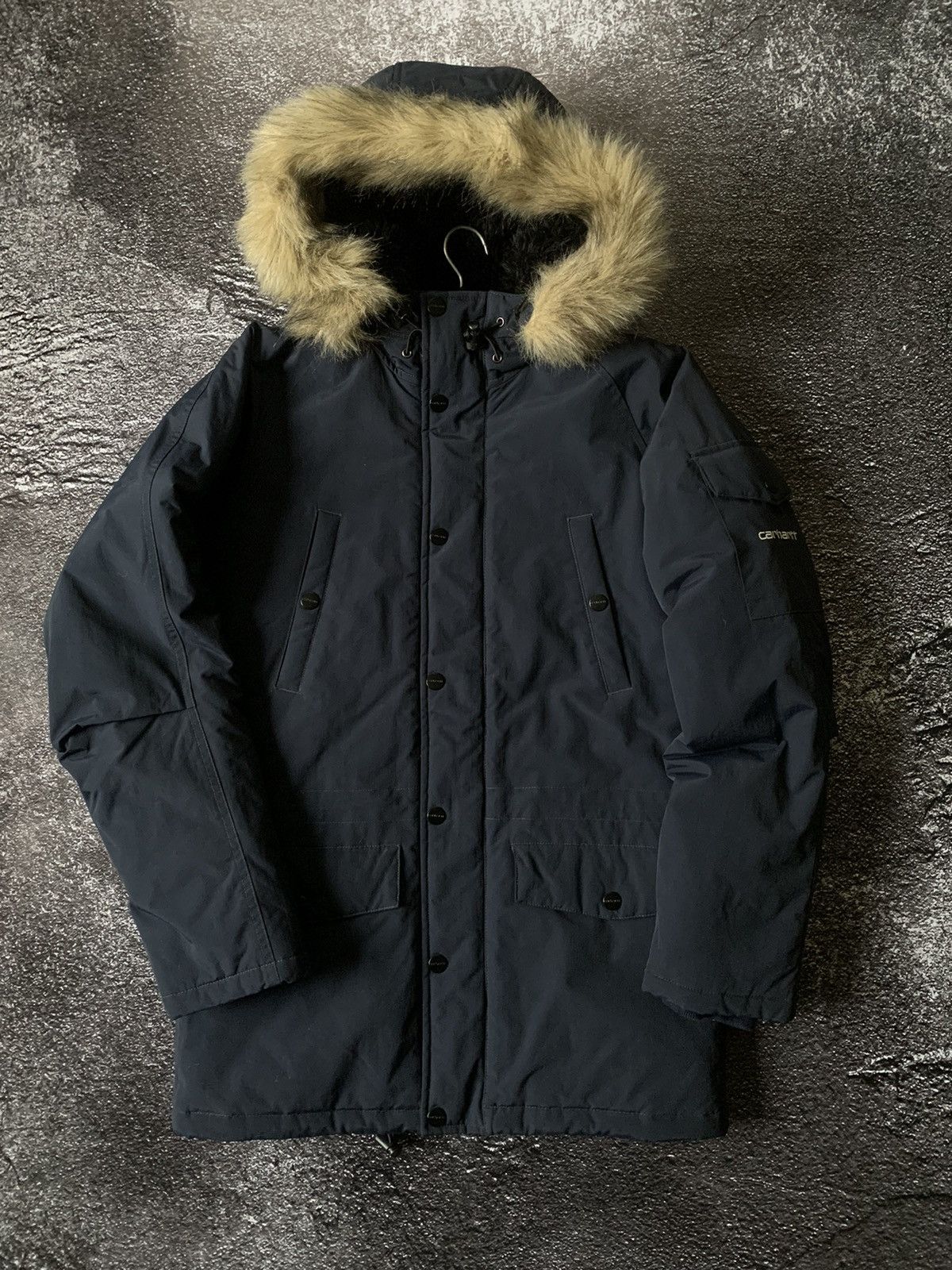 image of Carhartt Anchorage Parka Men's Fur Storm Hood Jacket (Size Small)