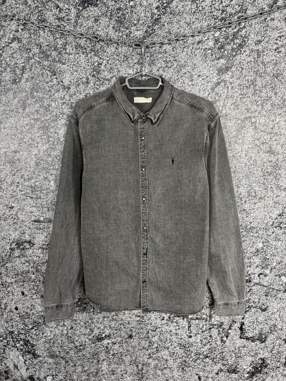 Allsaints Allsaints Burlington Long Sleeve Denim Shirt Snap Button Size US L / EU 52-54 / 3 - 1 Thumbnail