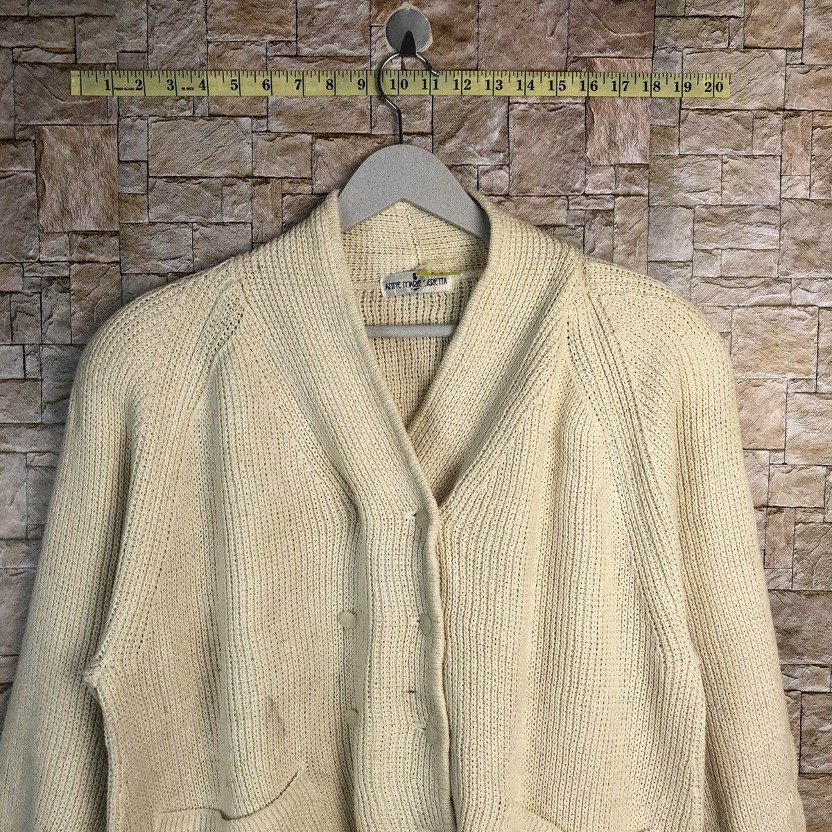 Homespun Knitwear × Japanese Brand Anne Marie Berretta White Knitwear cardigan #A289 Size L / US 10 / IT 46 - 2 Thumbnail