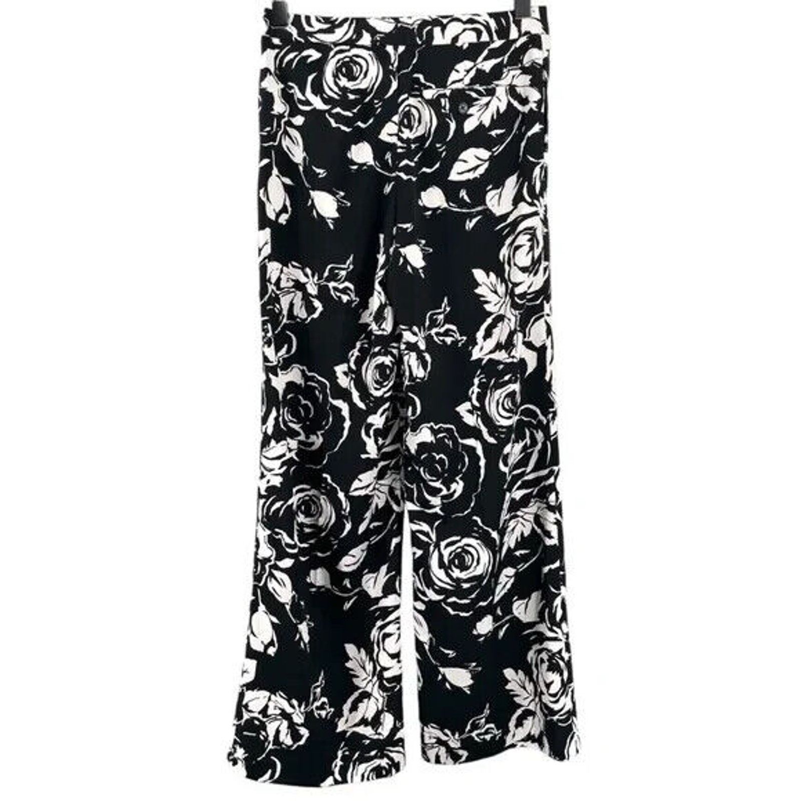 Ralph Lauren Black Label RALPH LAUREN BLACK & WHITE FLORAL PRINT WIDE LEG PANTS SZ 10 Size 32" / US 10 / IT 46 - 8 Thumbnail