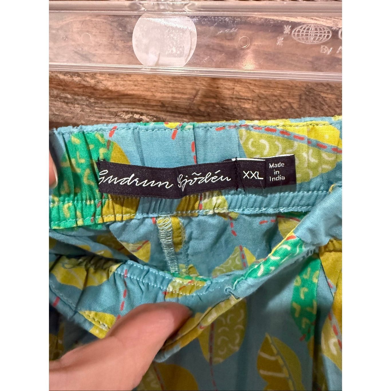 Guru Gudrun Sjoden Green Leaf Print Wide Leg Pants size XXL Size 42" / US 20 - 3 Thumbnail