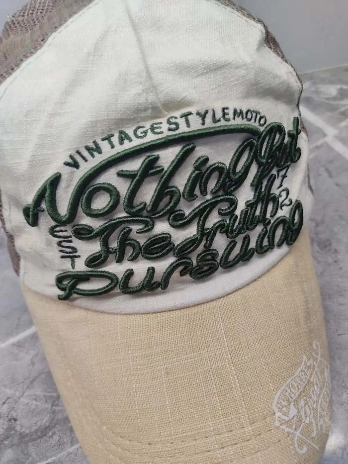 Japanese Brand Vintage Style Moto Distressed Cap Hat Size ONE SIZE - 3 Thumbnail
