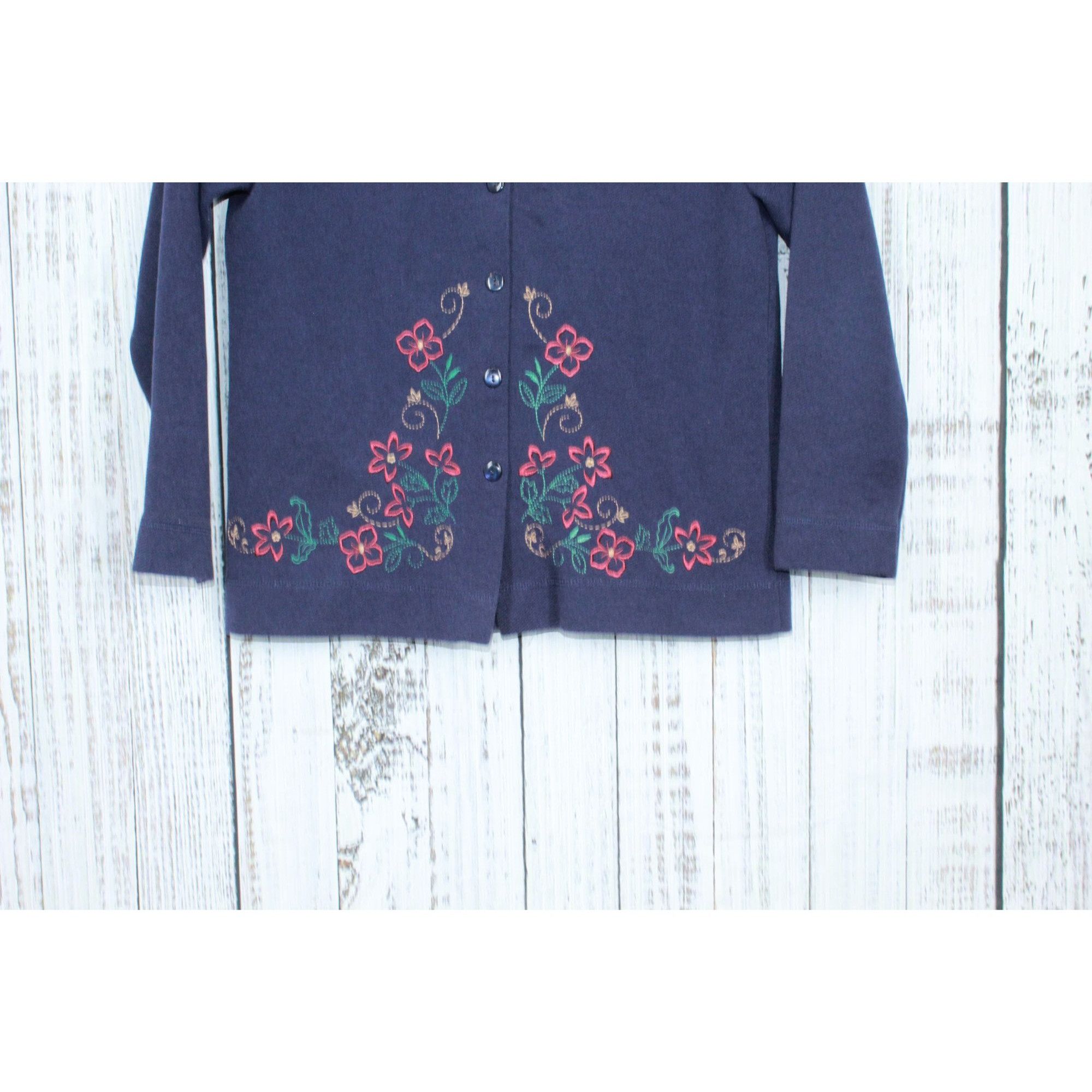 Other Vintage Bon Worth Blue Floral Embroidered Button Sweater Size S / US 4 / IT 40 - 3 Thumbnail