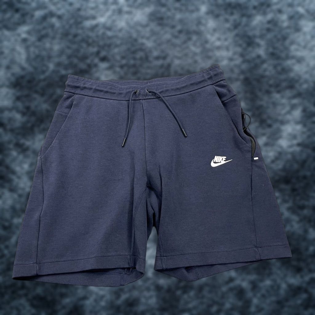 Nike Nike Tech Shorts Mens Small Navy Blue Fleece Gym NSW 8 Inch Inseam Clothes Sports Pocket Drawstring Elastic Waist Pockets Logo Quick Size US 29 - 1 Thumbnail