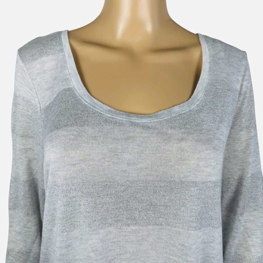 Talbots Talbots Light Grey Silver Metallic Stripes Rayon Sweater Tu Size XL / US 12-14 / IT 48-50 - 2 Thumbnail