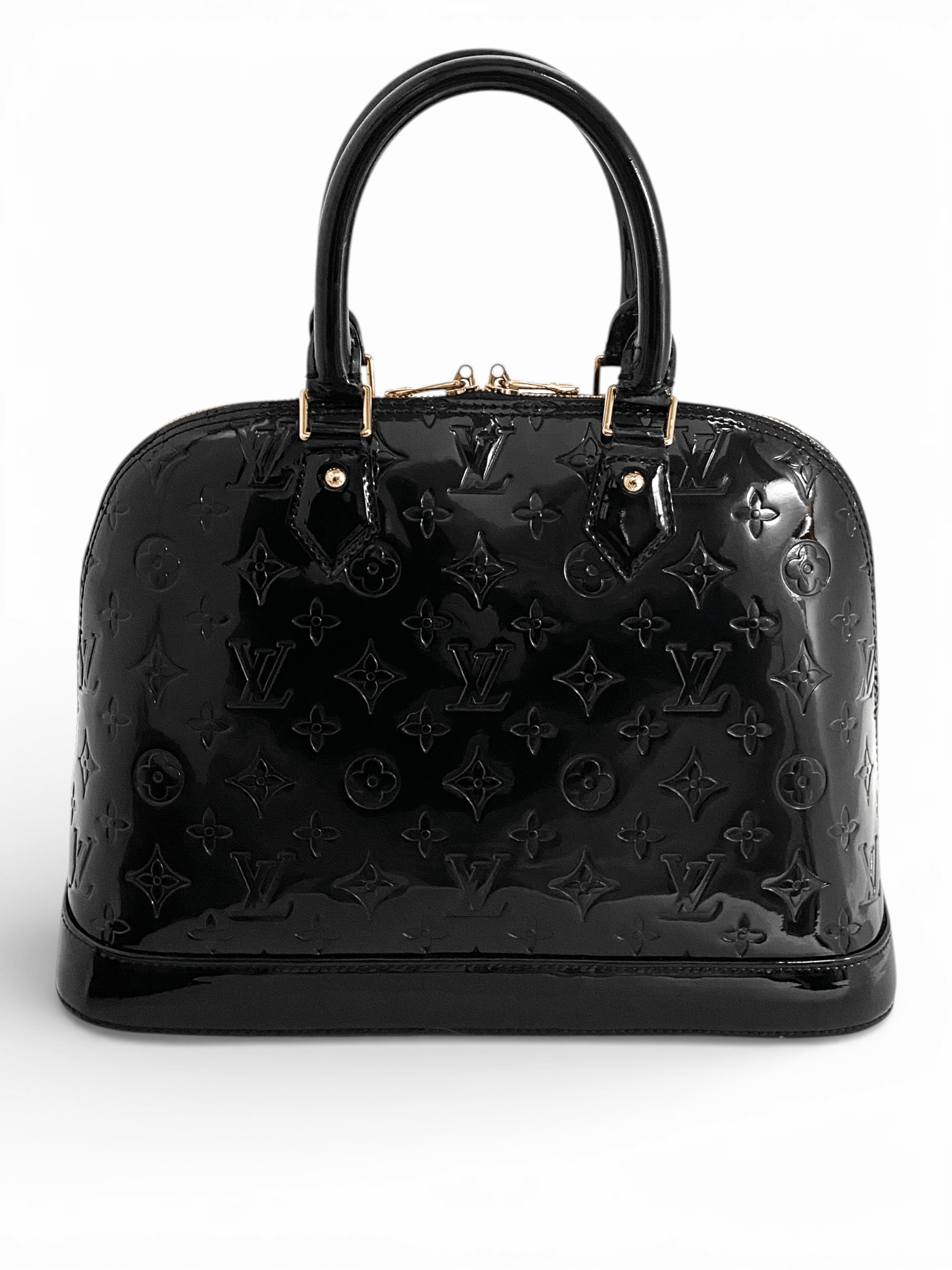 Louis Vuitton Louis Vuitton LV Alma Monogram Logo Black Leather Handbag Size ONE SIZE - 1 Thumbnail