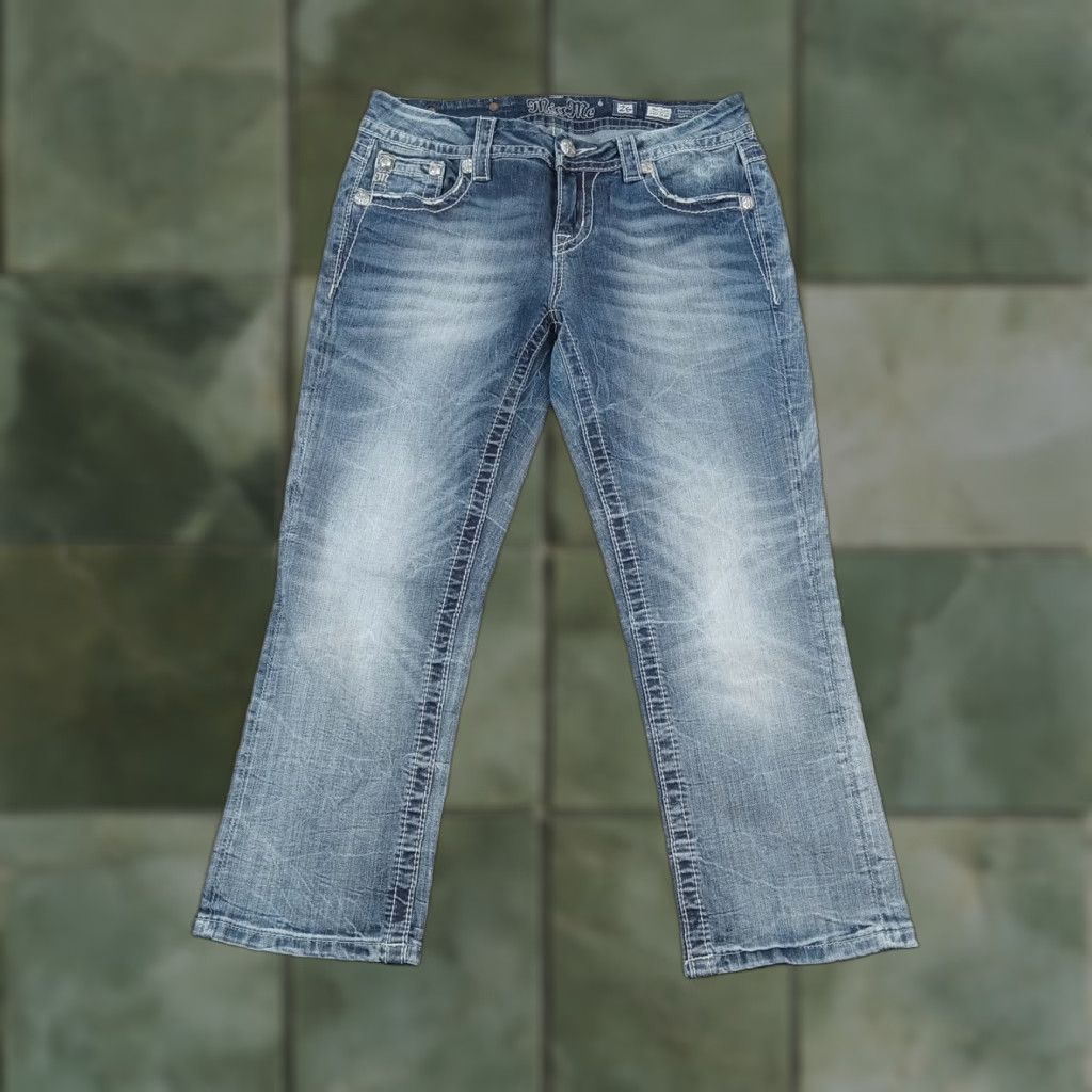 Miss Me Miss Me Blue Denim Mid-Rise Cropped Jeans Women Size 26 (28x22) Stretch Size 28" / US 6 / IT 42 - 1 Thumbnail