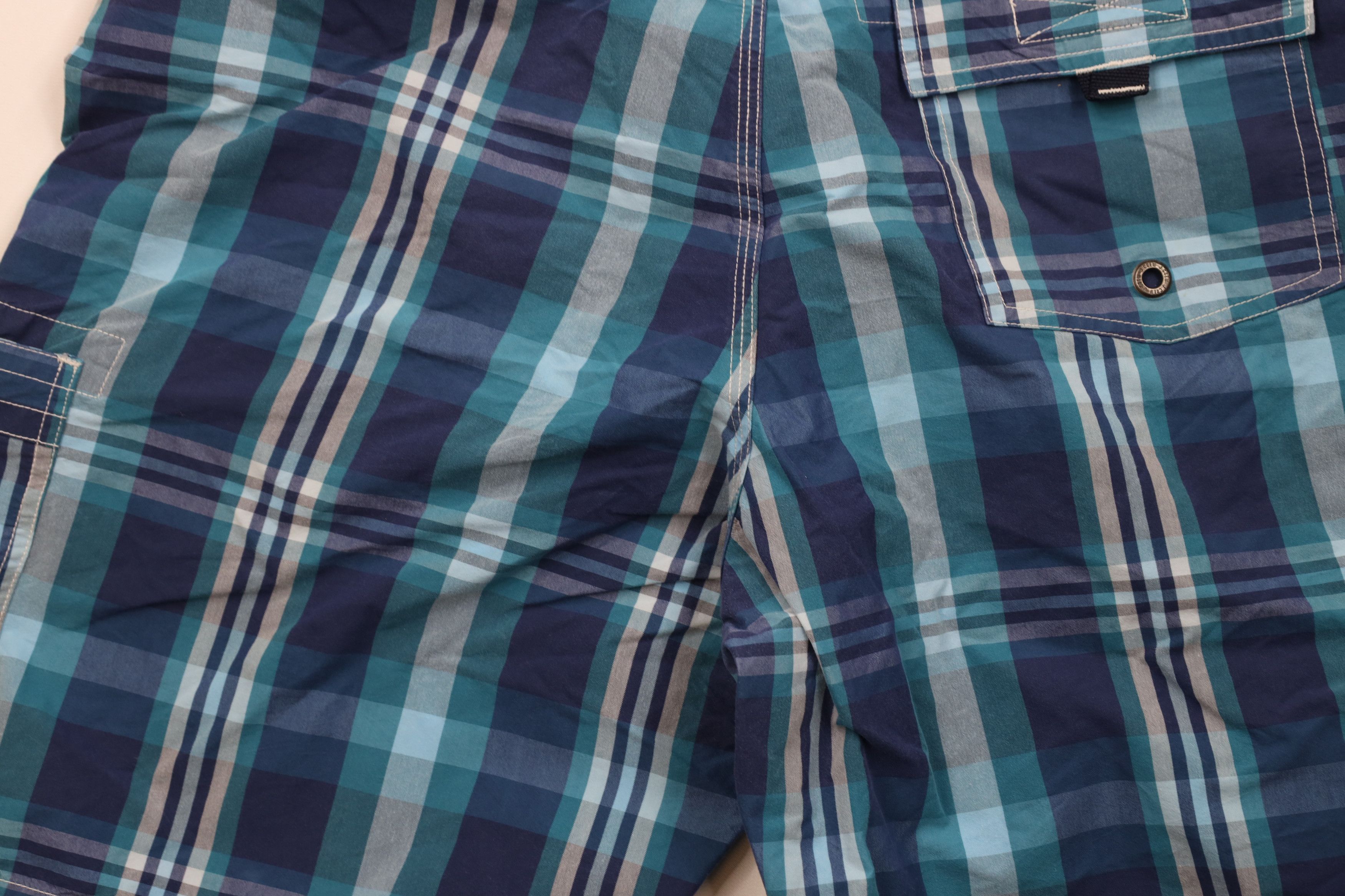J.Crew J Crew Swimming Board Shorts Swim Trunks Blue Plaid Cotton Size US 31 - 10 Thumbnail