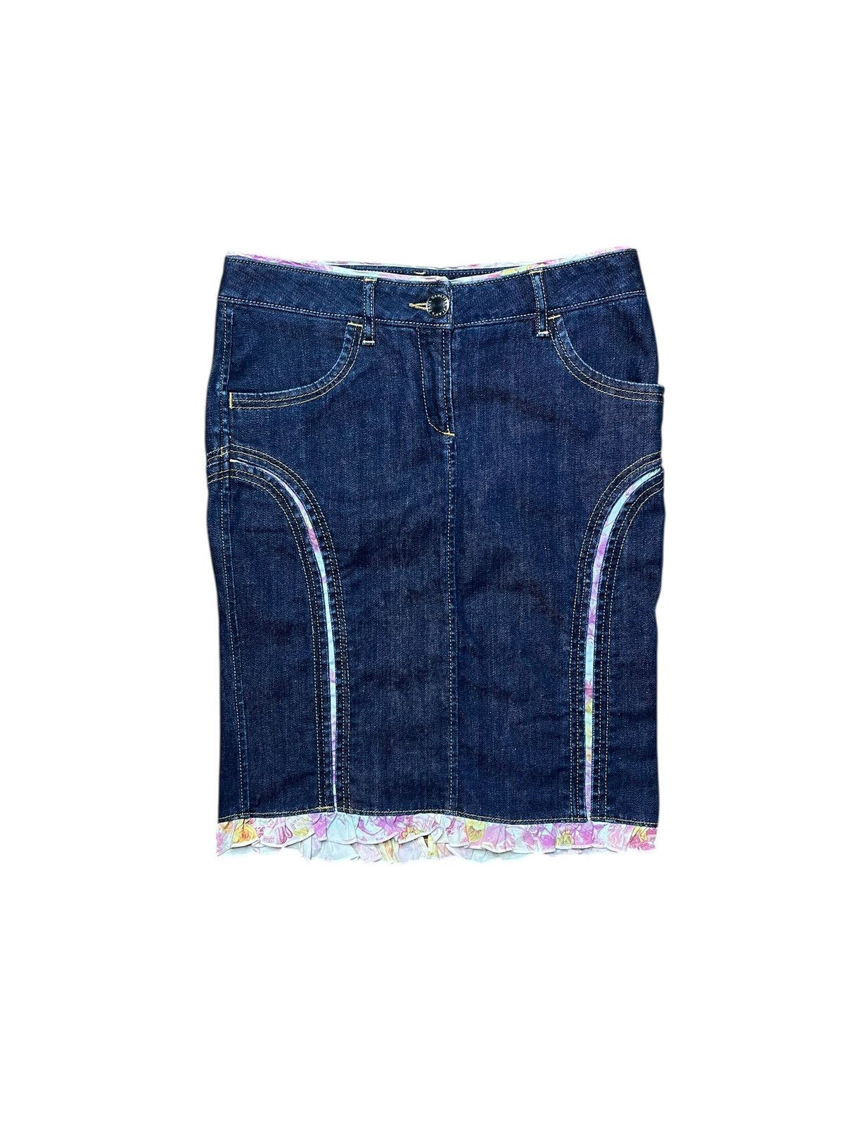 Jean Paul Gaultier Jean Paul Gaultier Jeans Floral Trim Denim Skirt Y2K Size 28" / US 6 / IT 42 - 1 Thumbnail