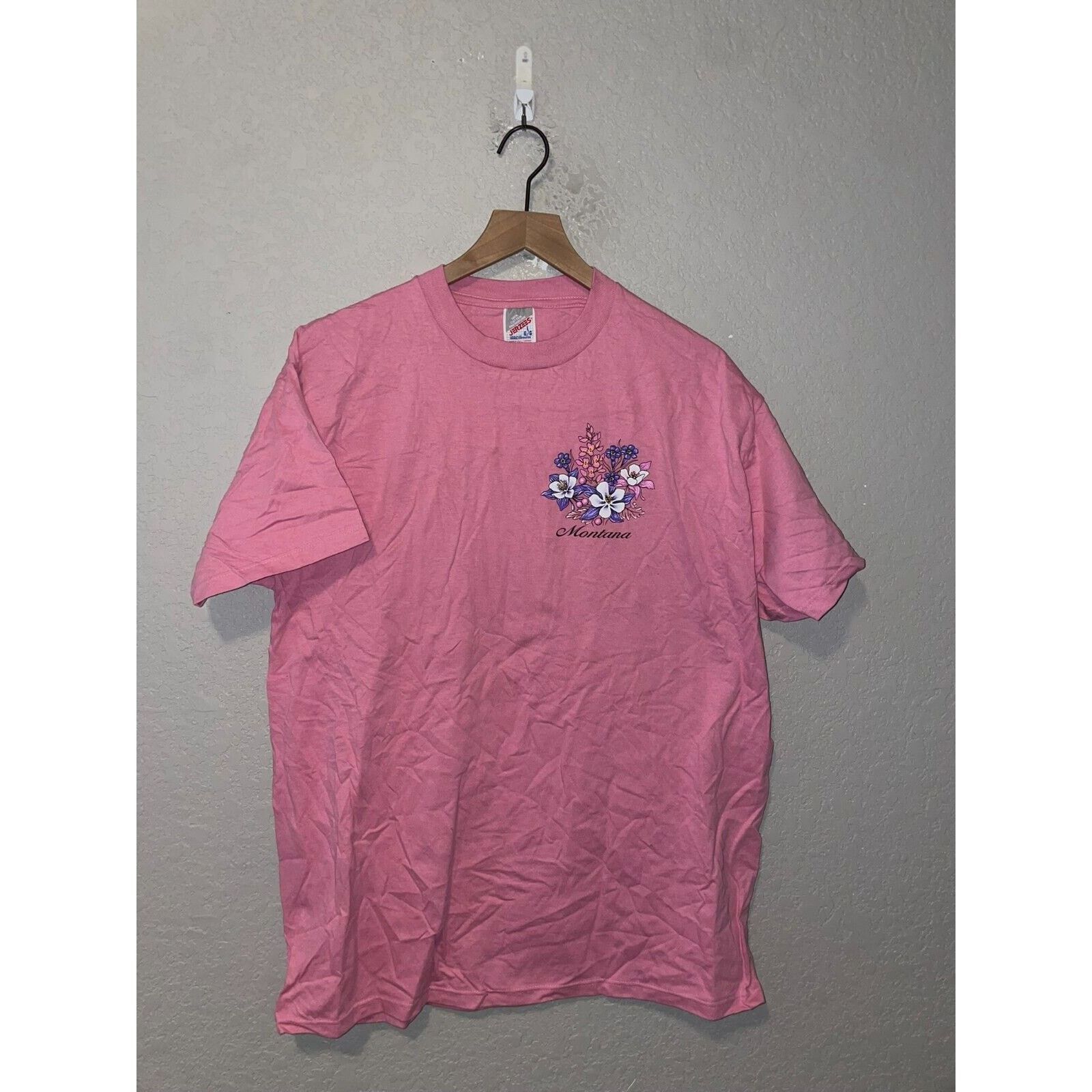 Jerzees Vintage Montana Pink Shirt Flower Wildflower Tee VTG 90s L Size US L / EU 52-54 / 3 - 1 Thumbnail