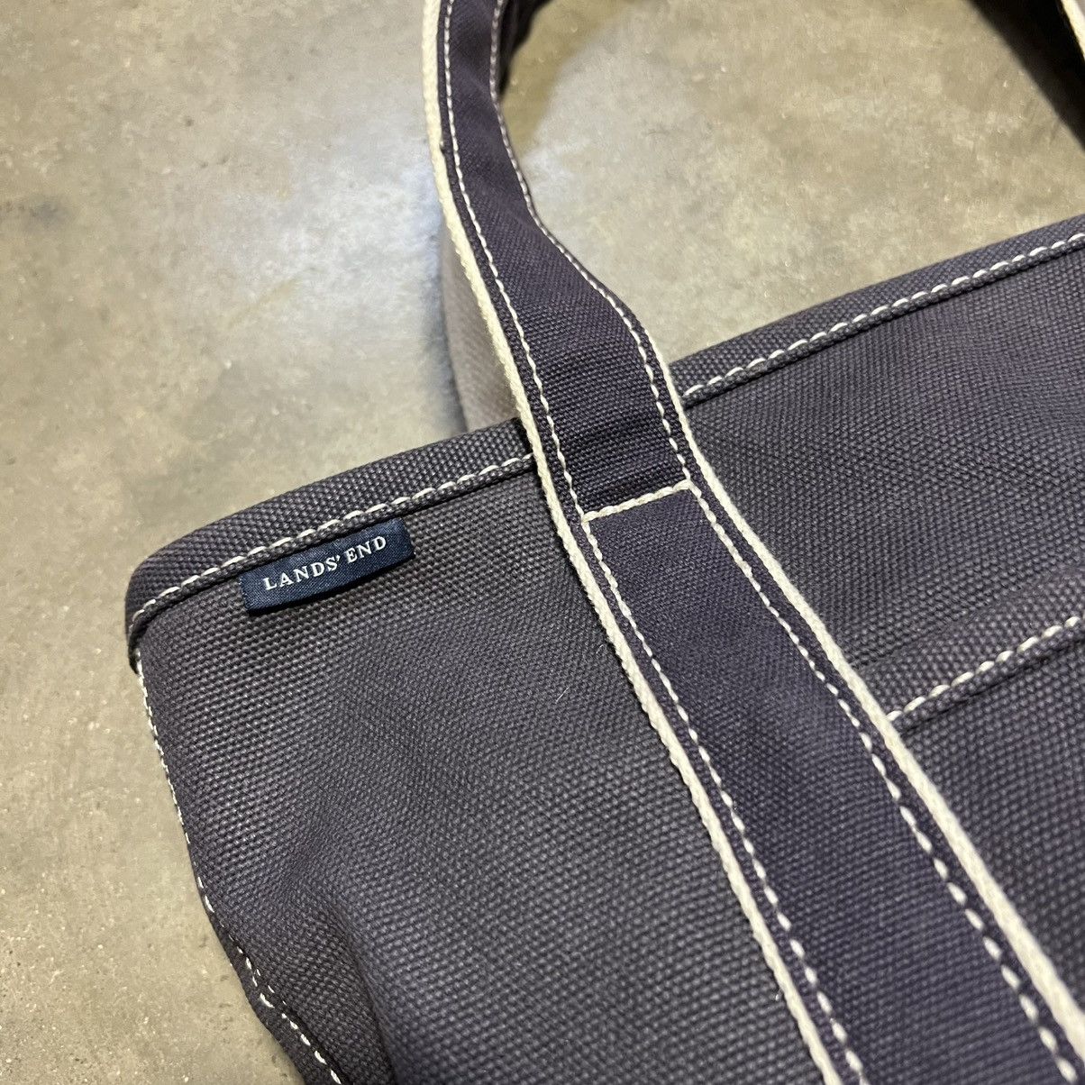 L.L. Bean Vintage Lands End Canvas Boat Tote Bag Dark Navy USA 90s Size ONE SIZE - 3 Thumbnail