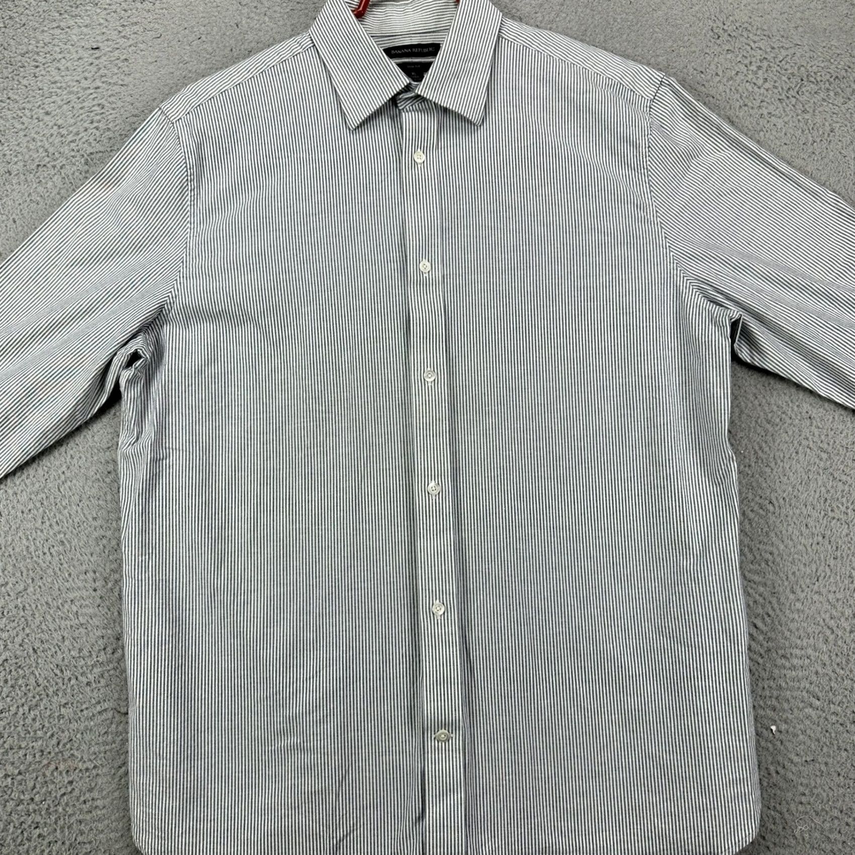 Banana Republic Banana Republic Shirt Button Up Men XL Gray Stripes Long Sleeve Slim Fit Size US XL / EU 56 / 4 - 3 Thumbnail
