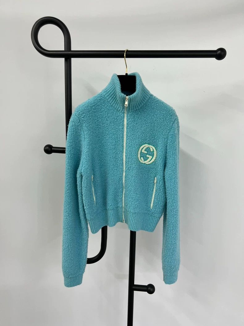 Gucci Gucci Blue Logo Wool Zip Jacket - dmc Size US M / EU 48-50 / 2 - 1 Thumbnail