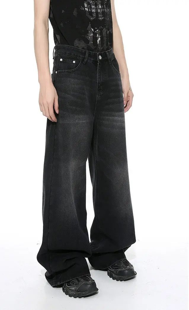 Japanese Brand × Jean Vintage high street distressed wide-leg jeans Size US 32 / EU 48 - 4 Thumbnail