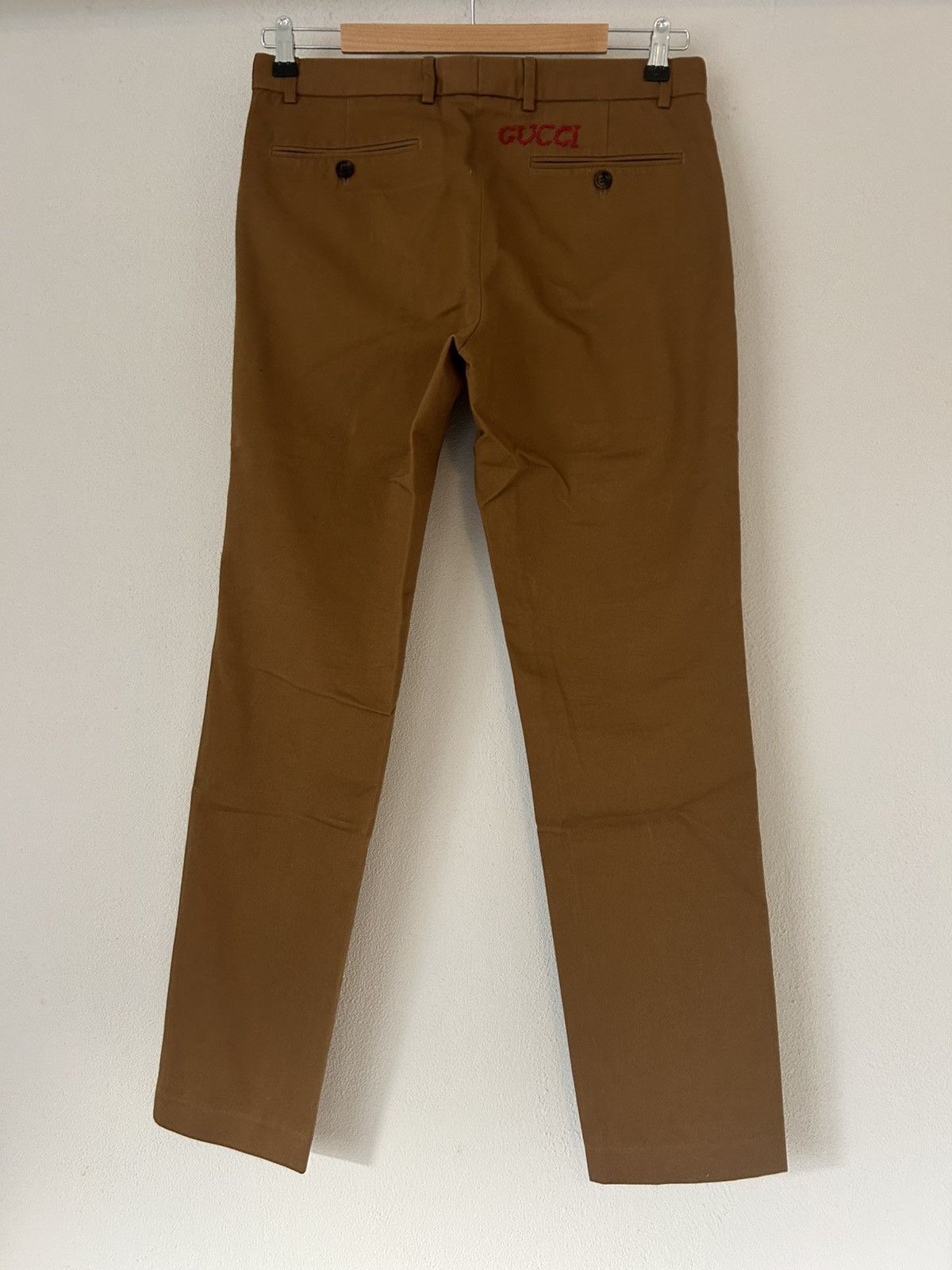 Gucci Gucci Slim-Fit Cotton Chinos with Embroidered Logo Size US 30 / EU 46 - 9 Thumbnail