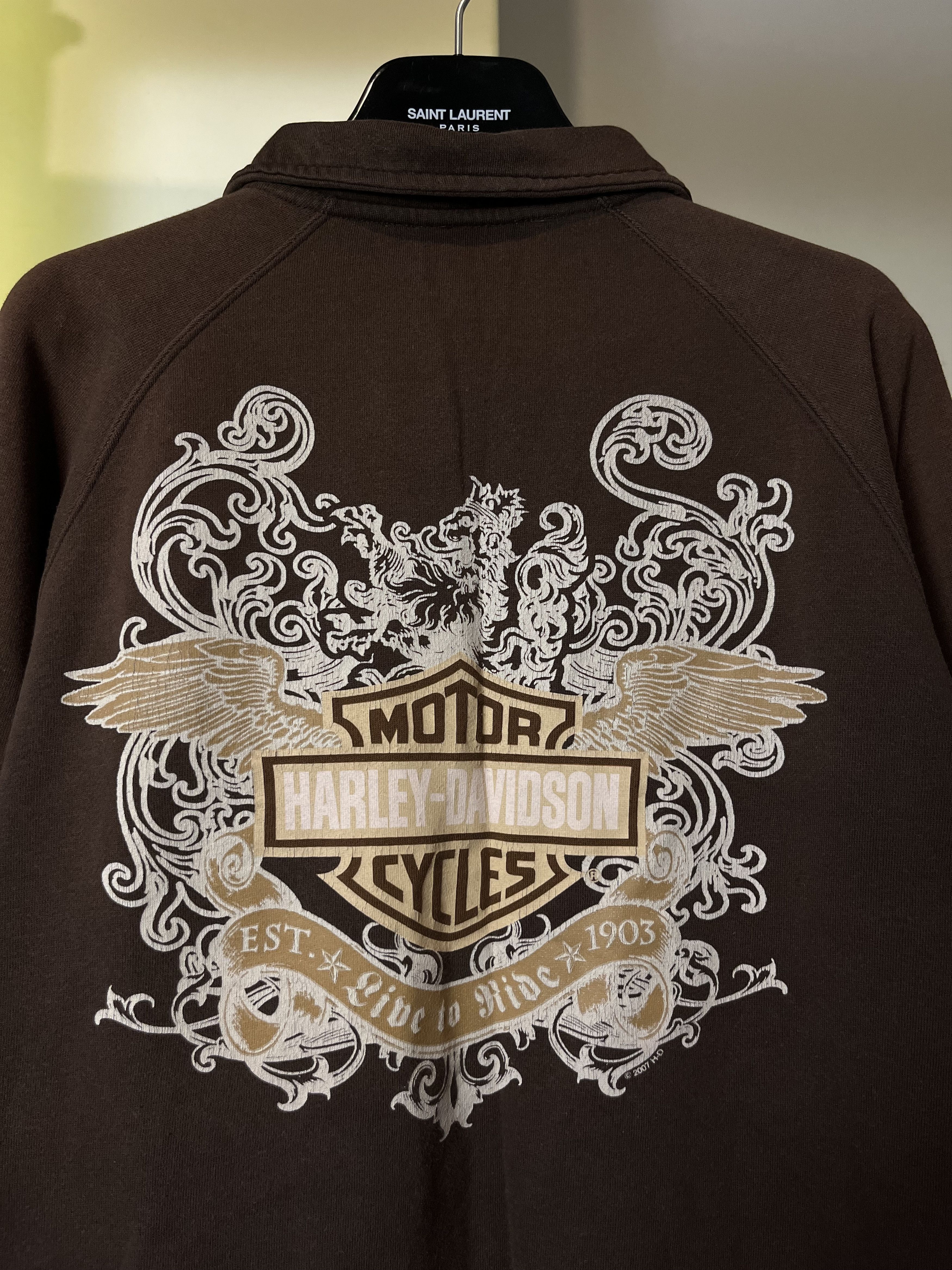 Harley Davidson × Vintage Vintage y2k Harley Davidson Bike Zip Sweatshirt Size US M / EU 48-50 / 2 - 2 Thumbnail