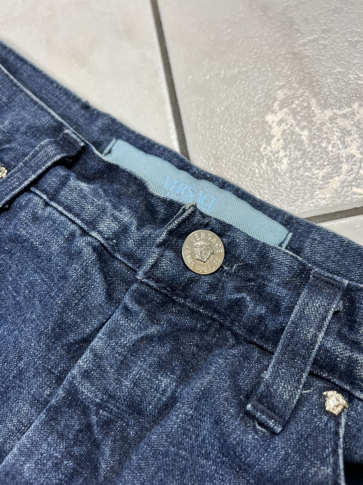 Versace × Versace Jeans Couture × Vintage Vintage Versace Jeans Couture denim pants shiny soaked dip Size 30" / US 8 / IT 44 - 12 Thumbnail