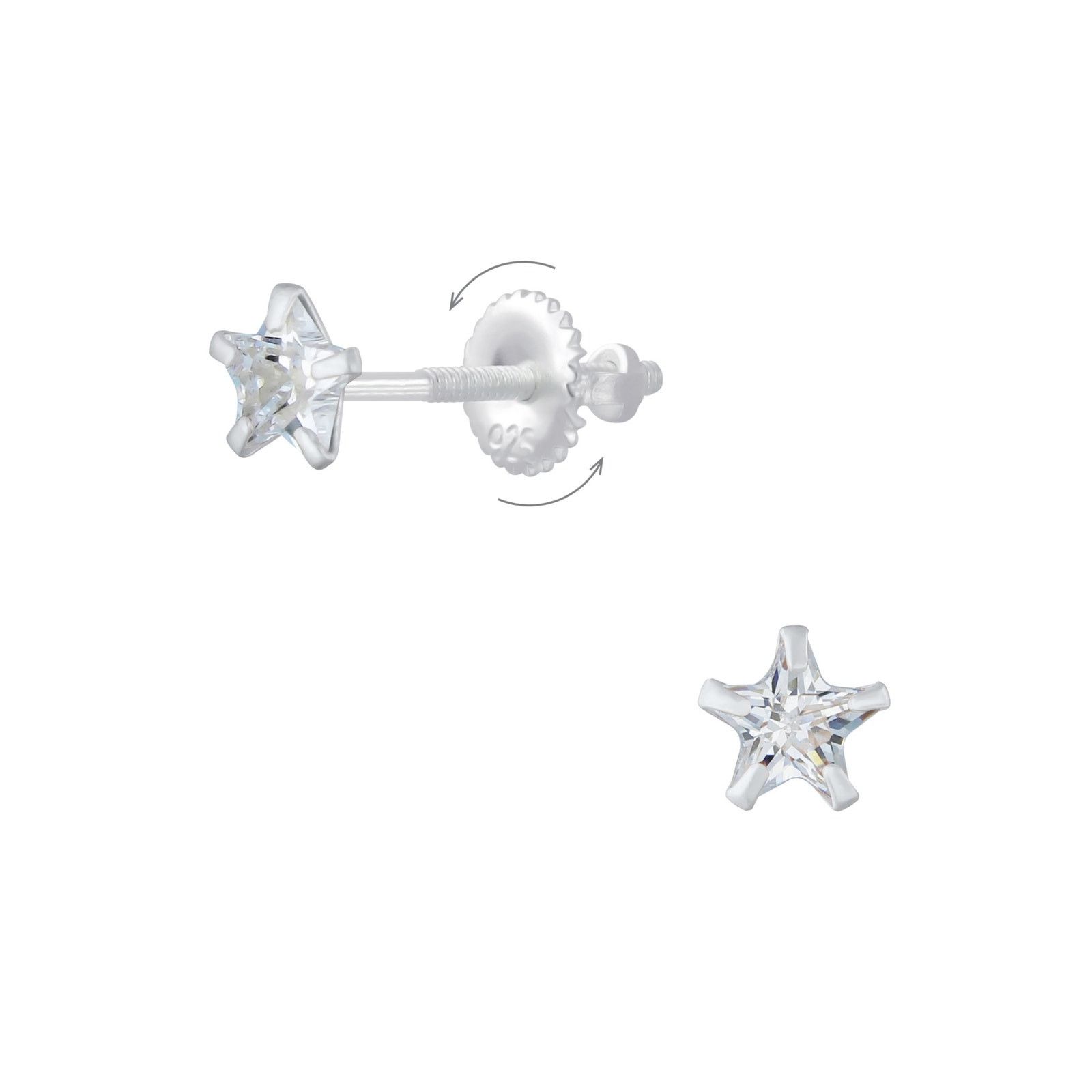 & Other Stories Star CZ Silver Screw Back Earrings 4mm Size ONE SIZE - 1 Preview