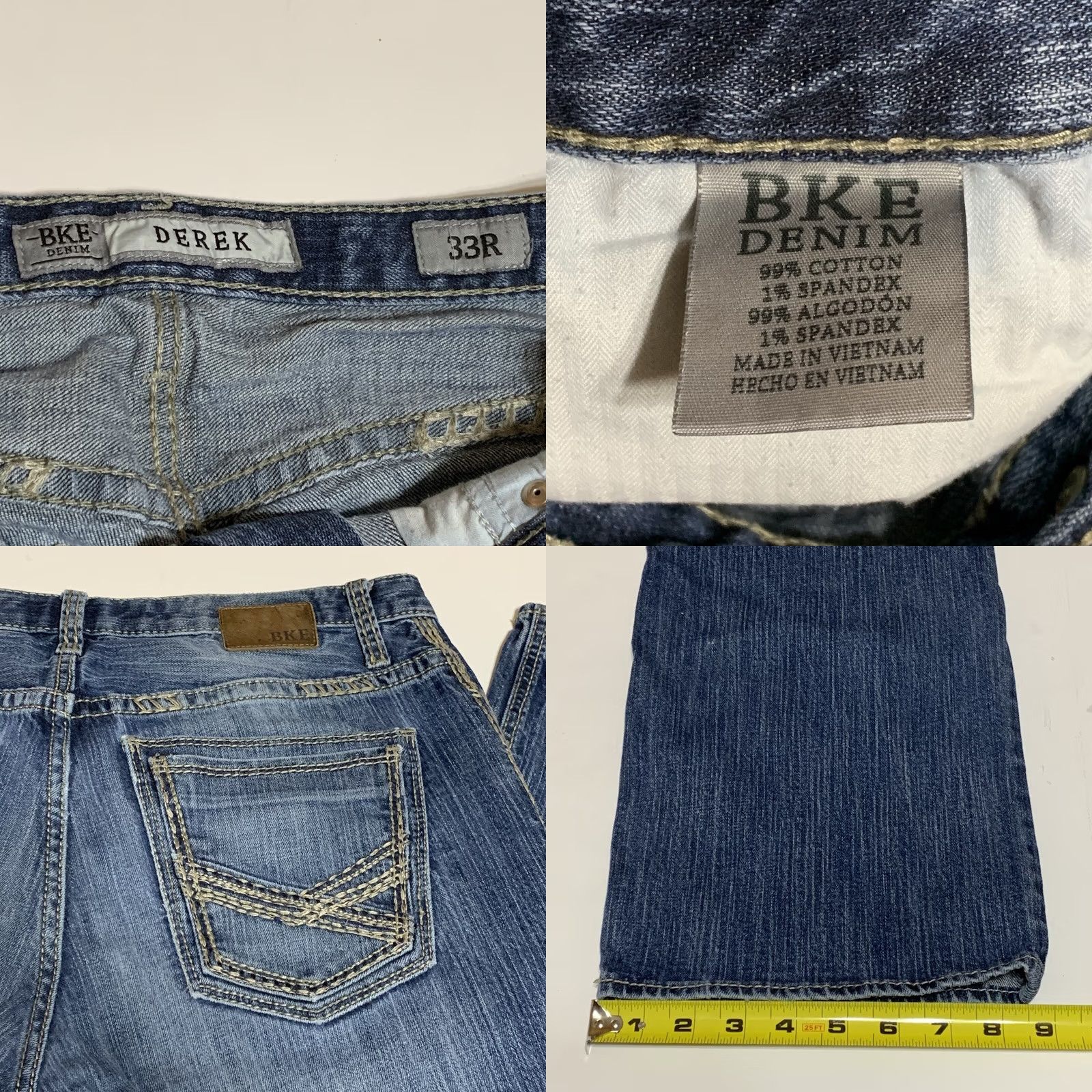 BKE BKE Mens DEREK Bootcut Jeans Blue Denim 34x31 Regular Size 34 8.5in Leg Opening Buckle Bke Cowboy Western Rockabilly Style Mens Size US 34 / EU 50 - 8 Thumbnail