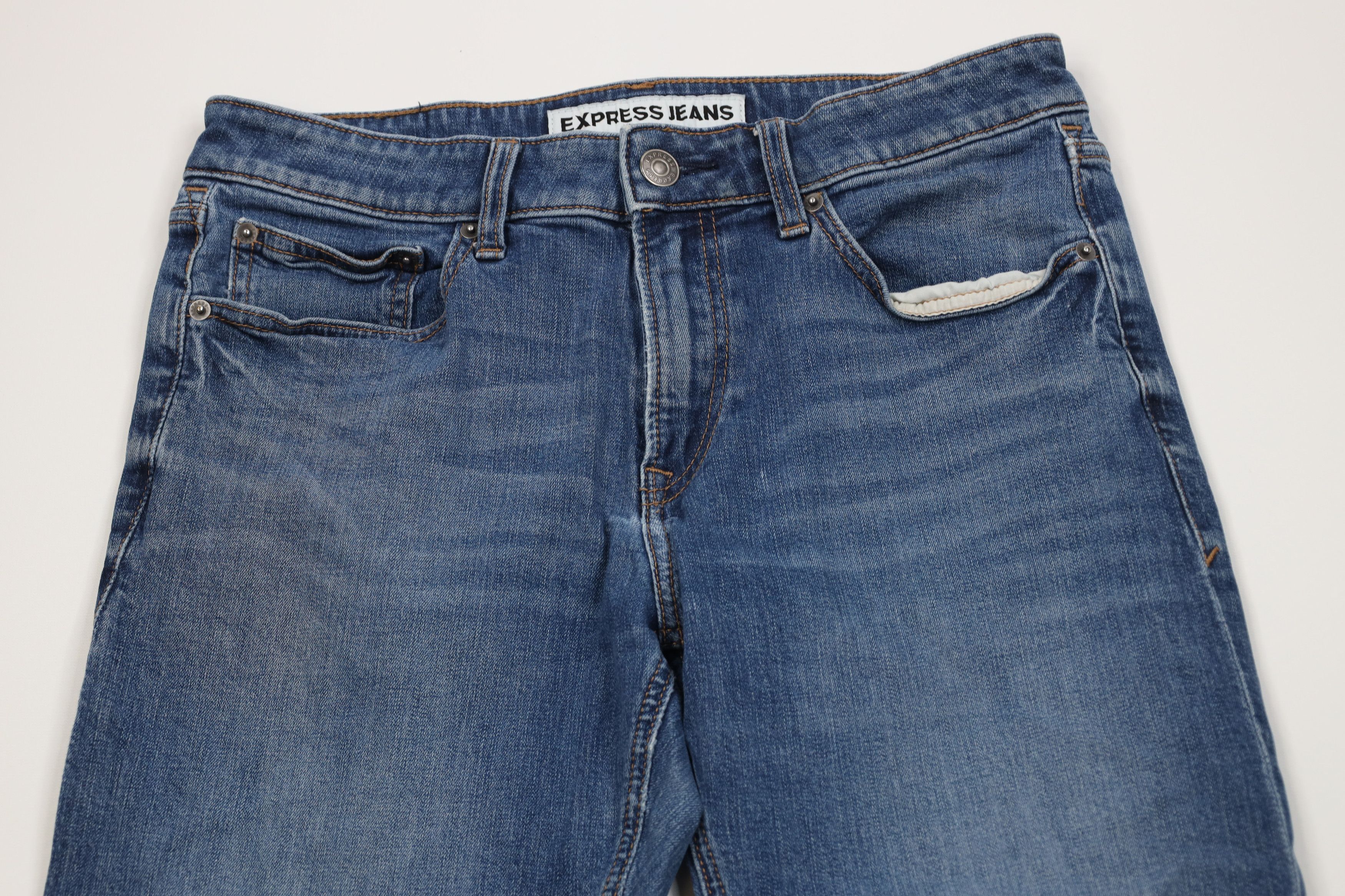 Express Express Stretch Rocco Slim Fit Straight Leg Denim Jeans Blue Size US 31 - 2 Thumbnail