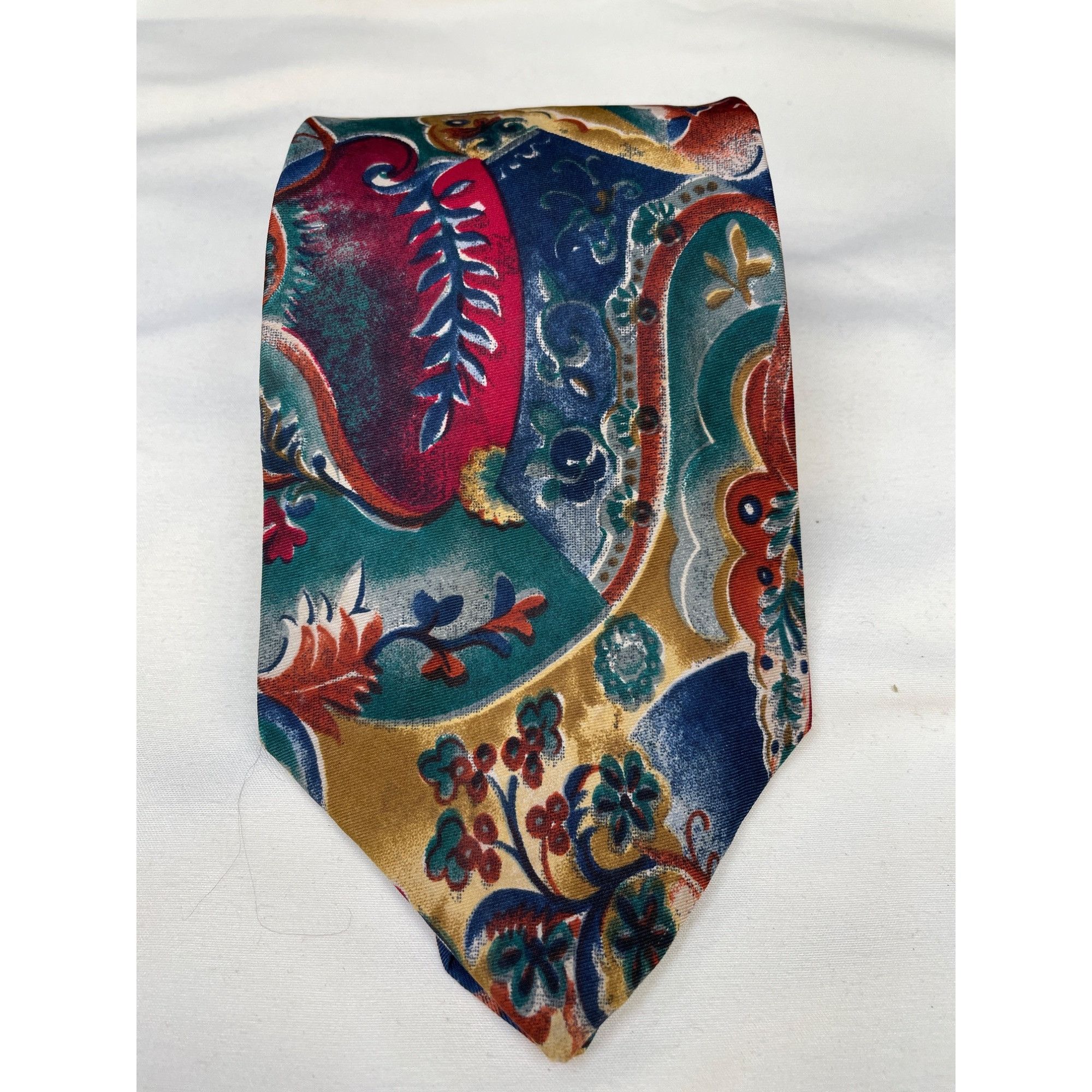 Other Imported from Italy 100 Silk Necktie Multicolor Leafy design Size ONE SIZE - 1 Thumbnail