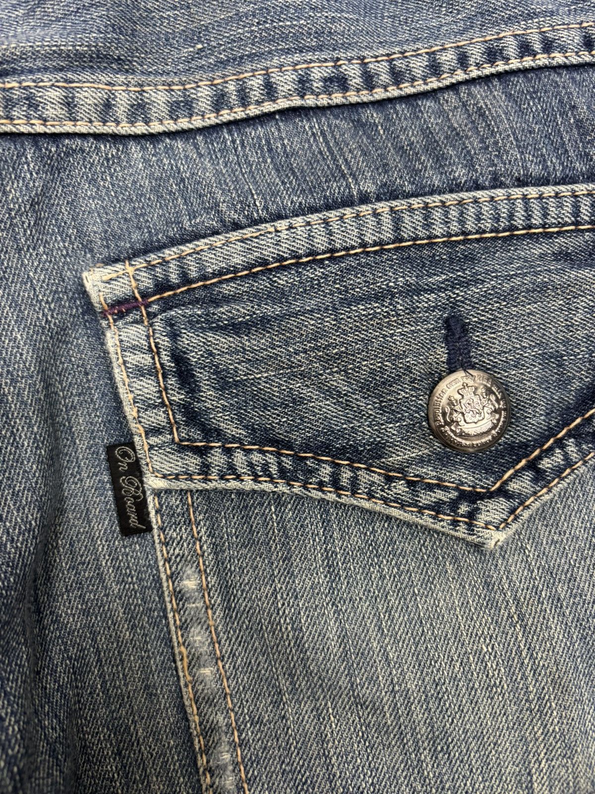 Hysteric Glamour × Japanese Brand Vintage ON BOARD Flared Baggy Distressed Denim Jeans Size US 35 - 11 Thumbnail