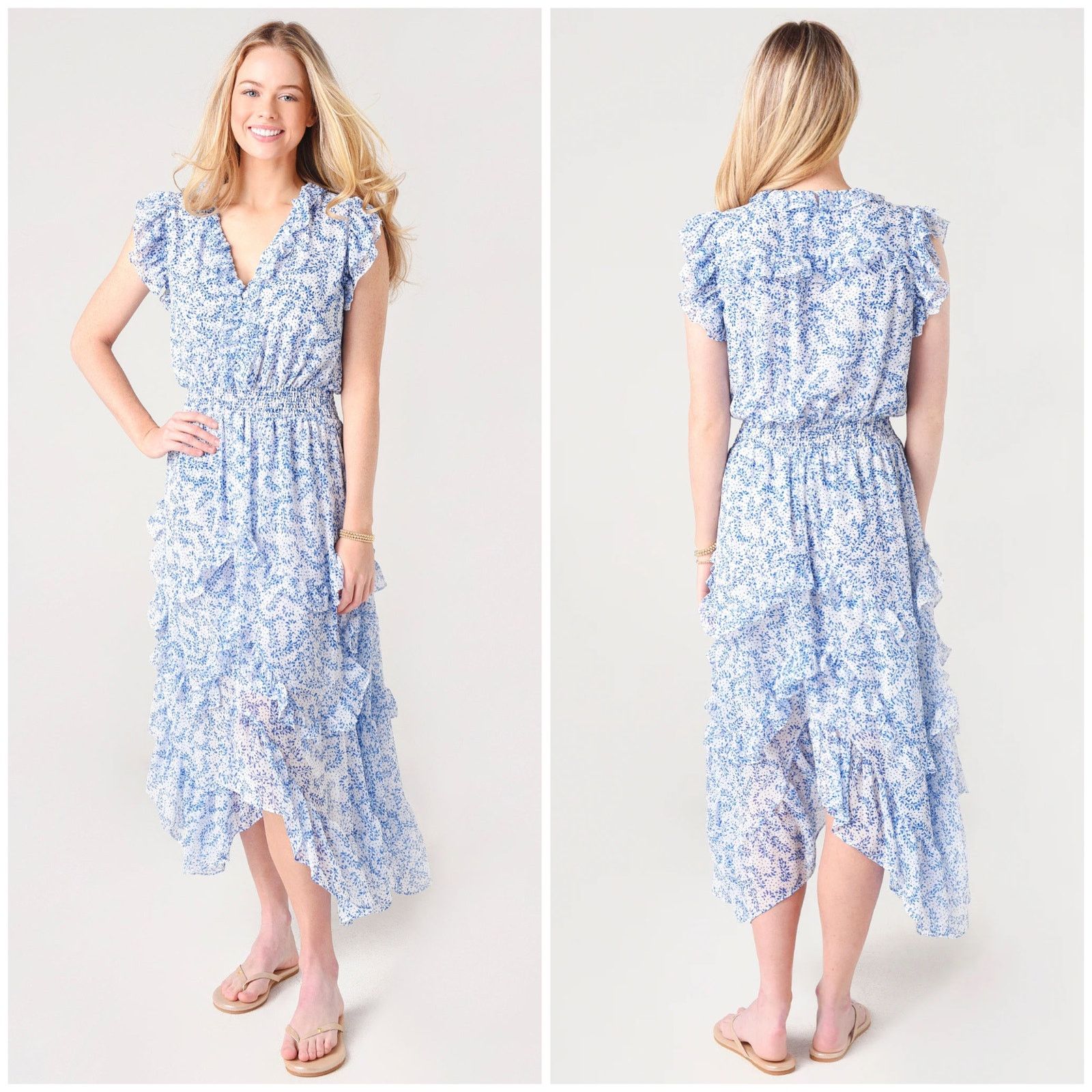 Misa Los Angeles Dakota Dress Blue Petals