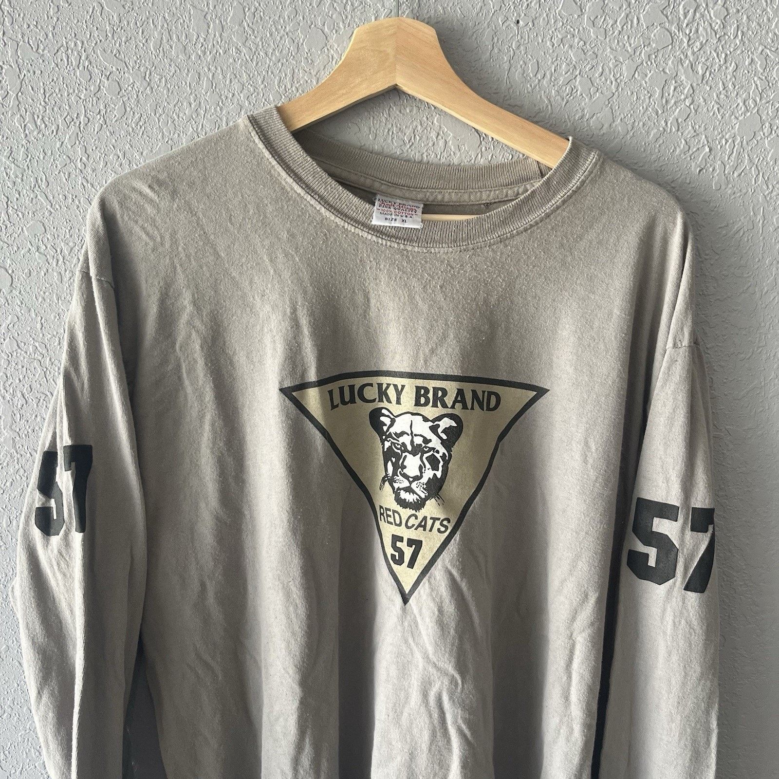 Lucky Brand Vintage Lucky Brand Long Sleeve Panther Beige Tshirt Men’s X Size US XL / EU 56 / 4 - 2 Thumbnail