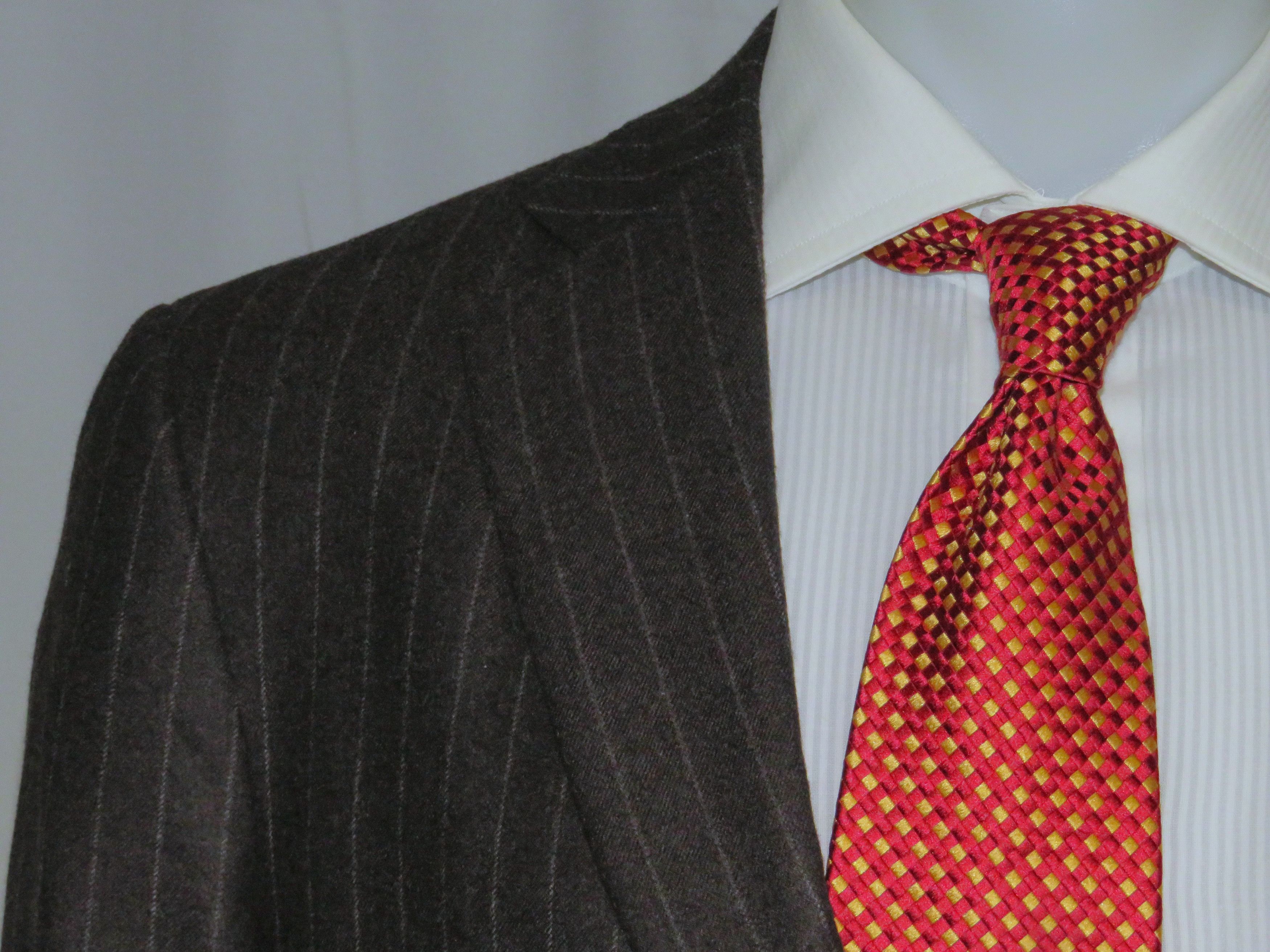 Isaia Base S Super 170 Brown Flannel Striped Two Button Suit 42R Size 42R - 8 Thumbnail