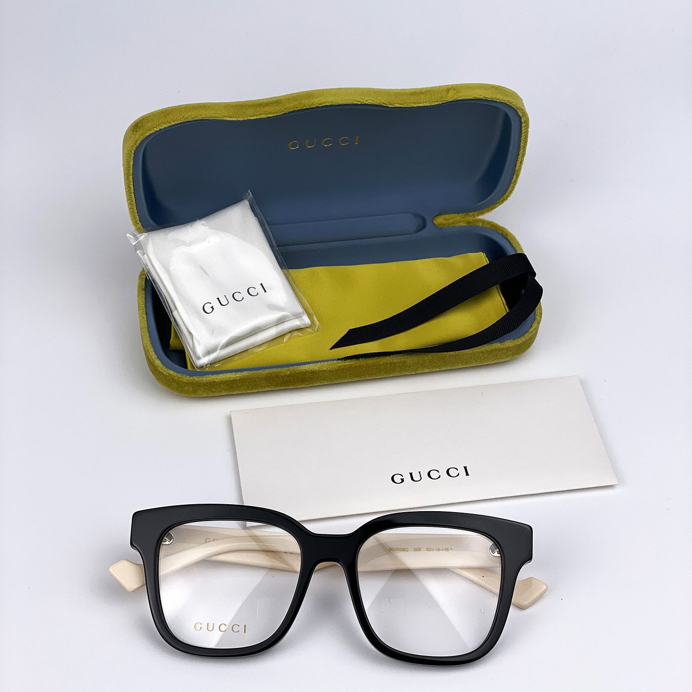 Gucci NEW Gucci GG0958O 005 Black White Square Unisex Eyeglasses Size ONE SIZE - 13 Thumbnail