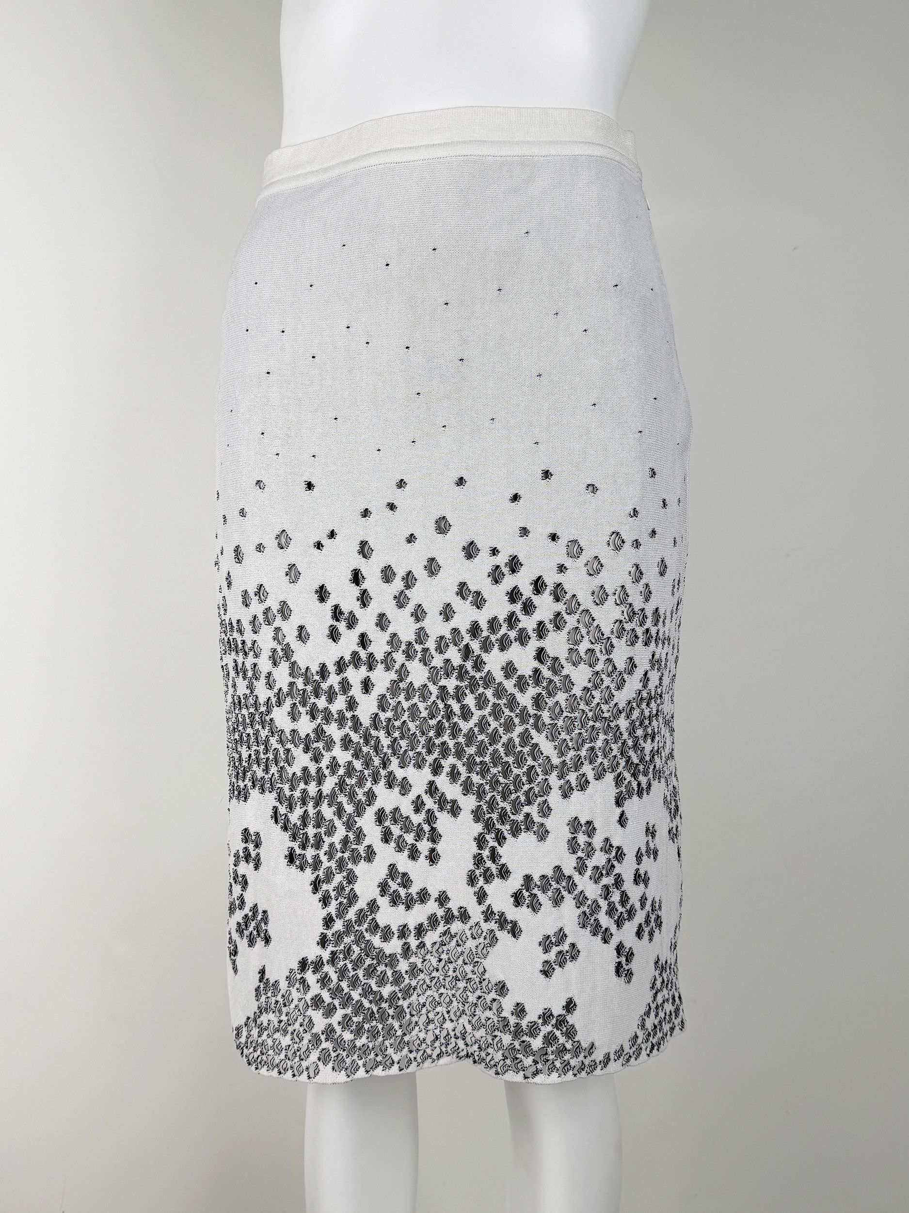 Dior Christian Dior Mid length White Perforated Floral Skirt Size 28" / US 6 / IT 42 - 2 Thumbnail